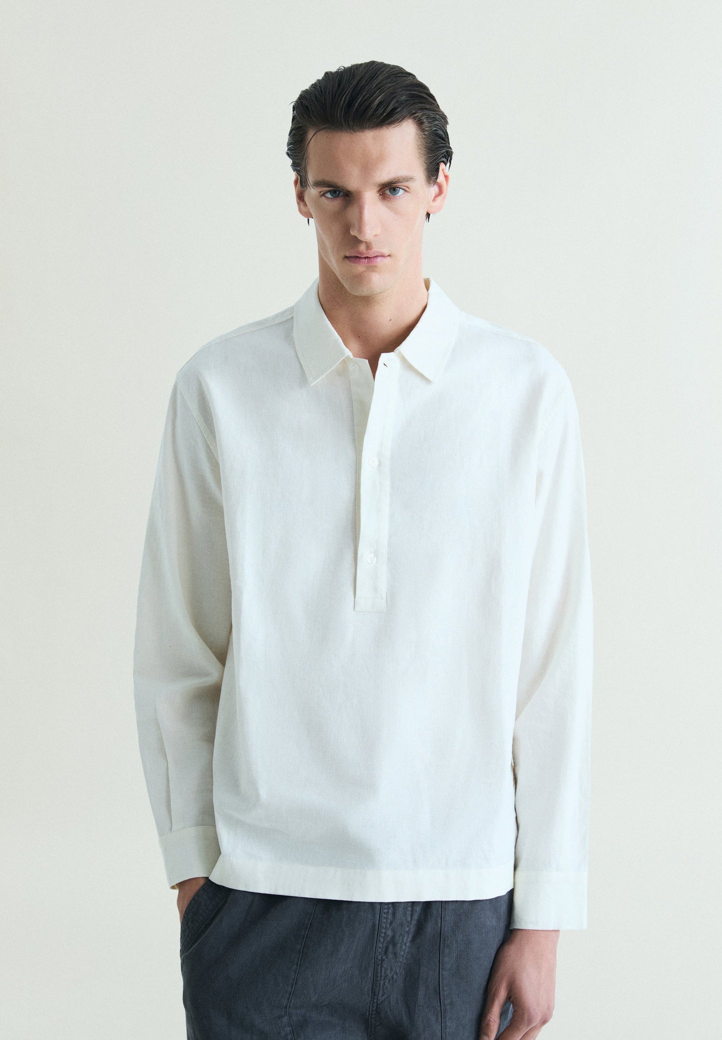 LINEN LOOSE FIT POLO SHIRT