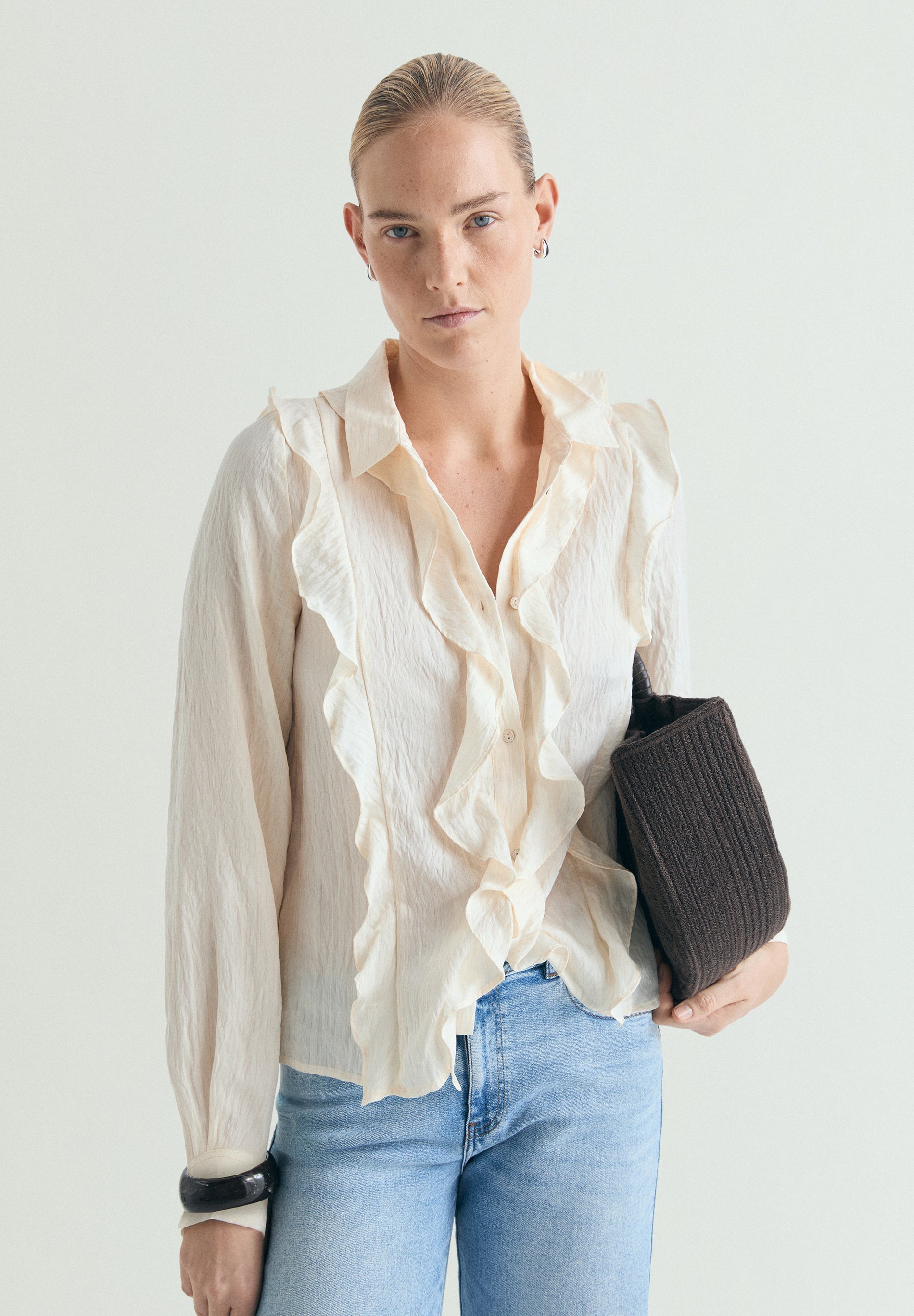 COTTON RUFFLED BLOUSE
