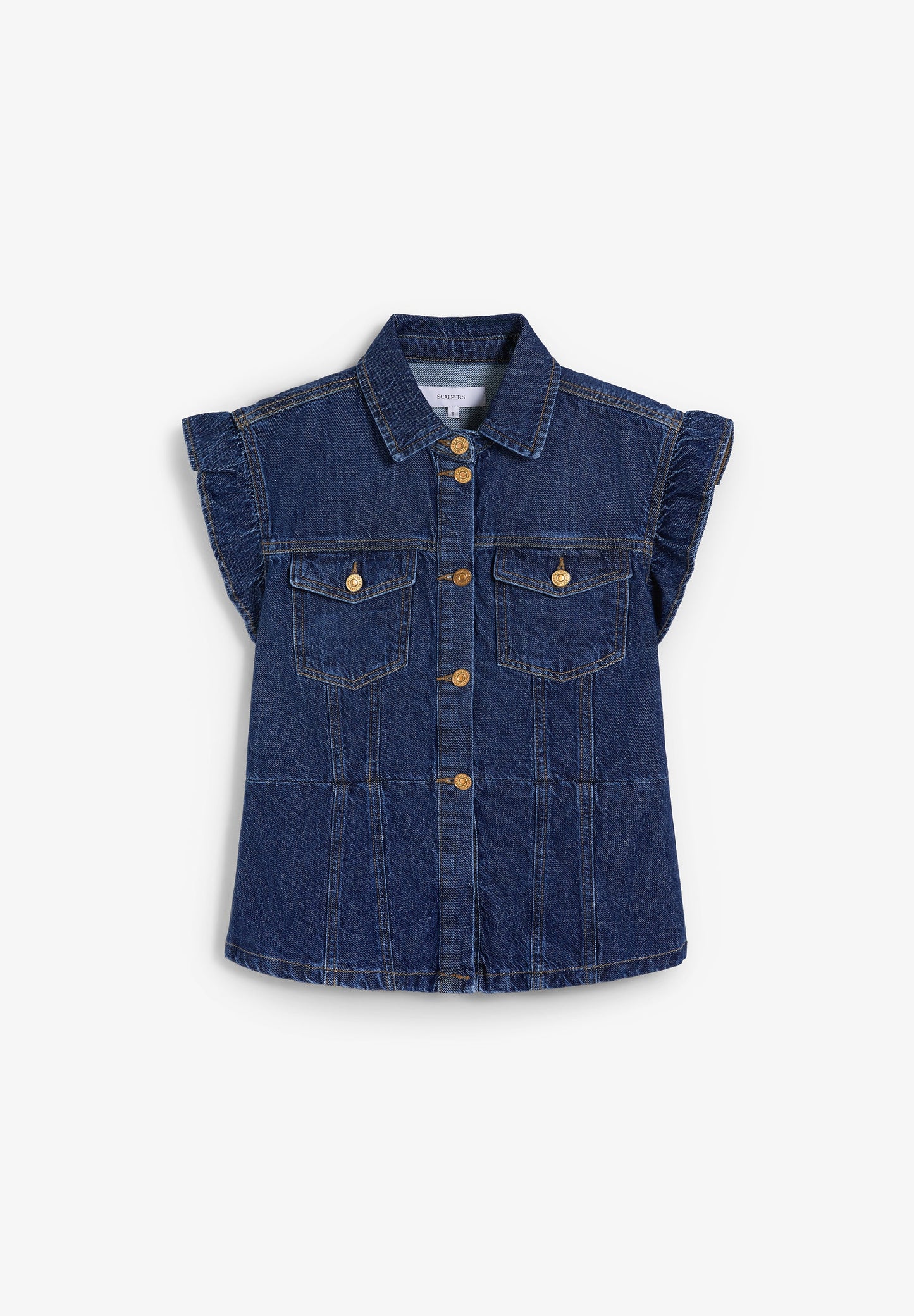 DENIM SHIRT WITH RUFFLED SLEEVE