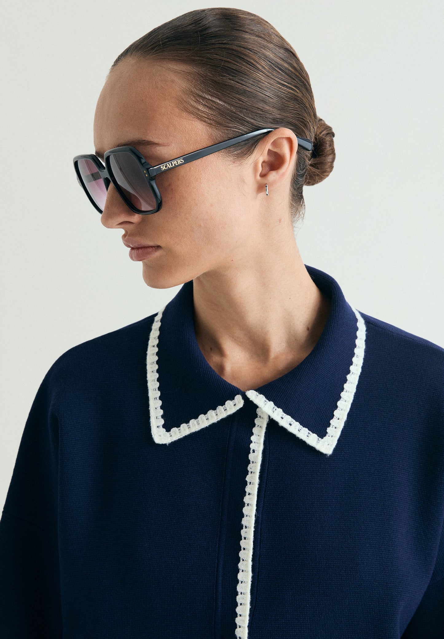 CONTRAST FINE KNIT CARDIGAN
