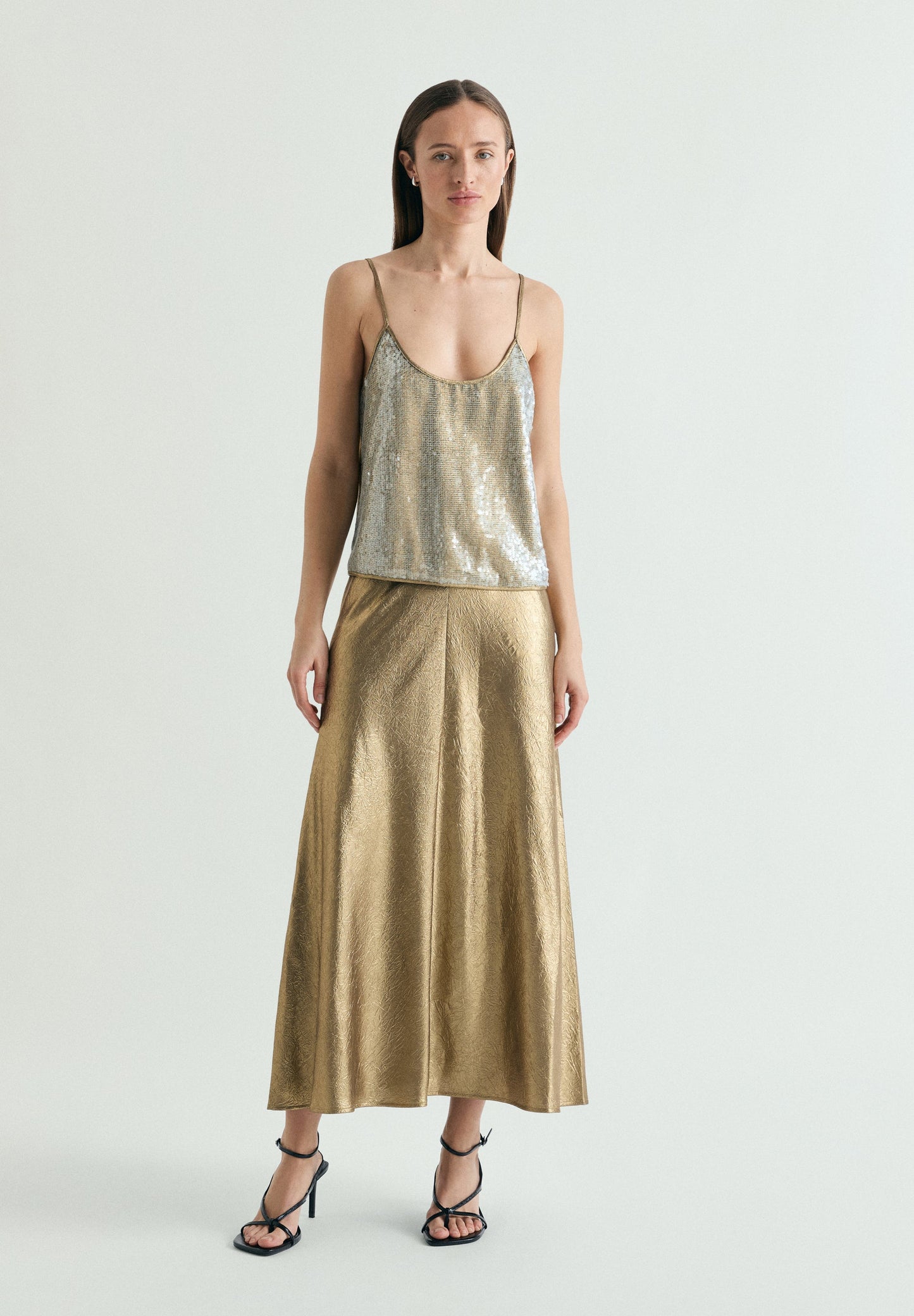 METALLIC MIDI SKIRT