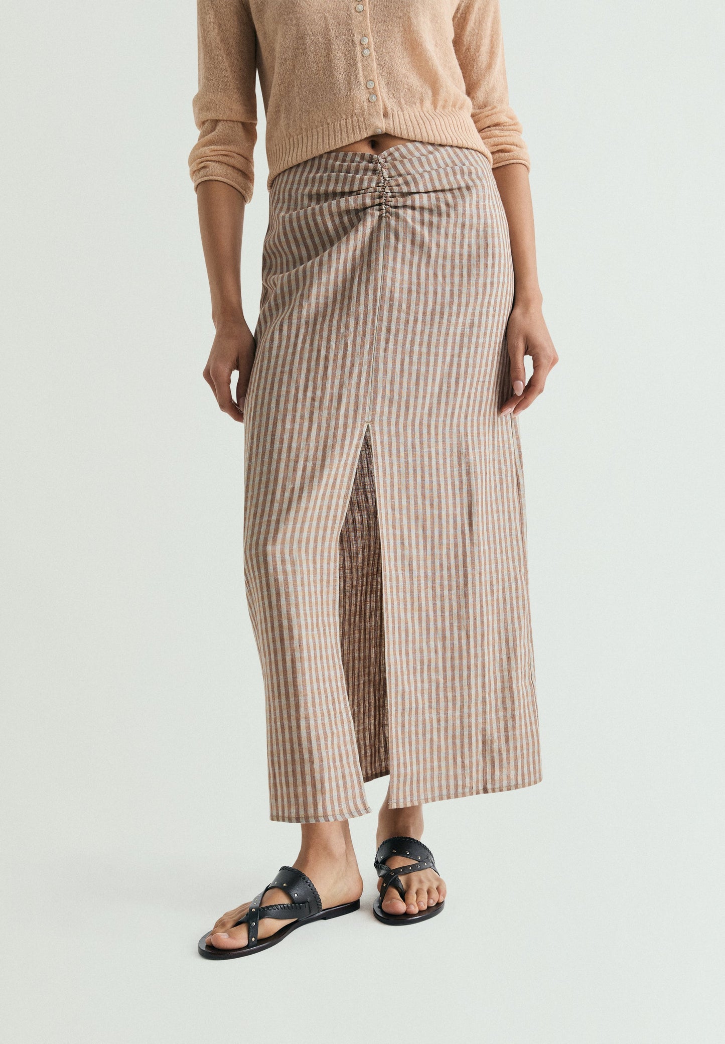 GATHERED GINGHAM SKIRT