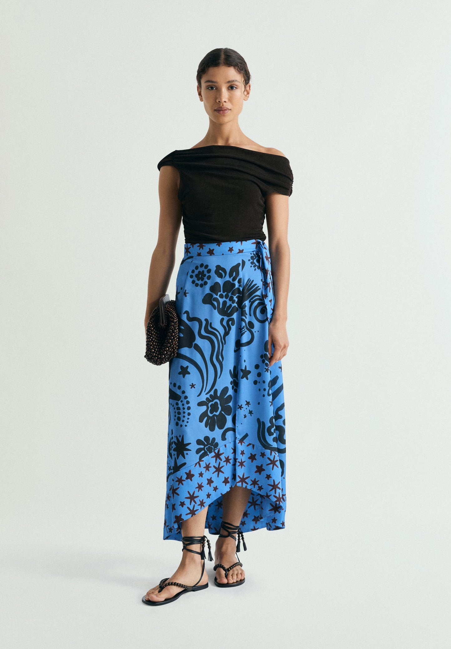 CONTRAST PRINT SKIRT