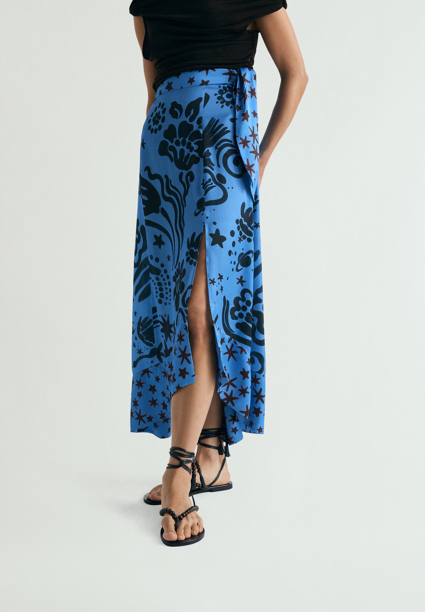 CONTRAST PRINT SKIRT