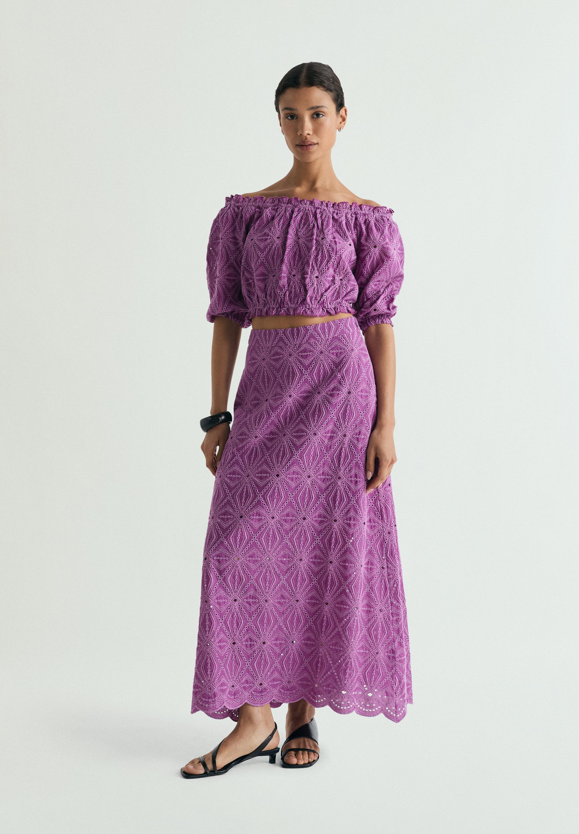 OPENWORK MIDI SKIRT