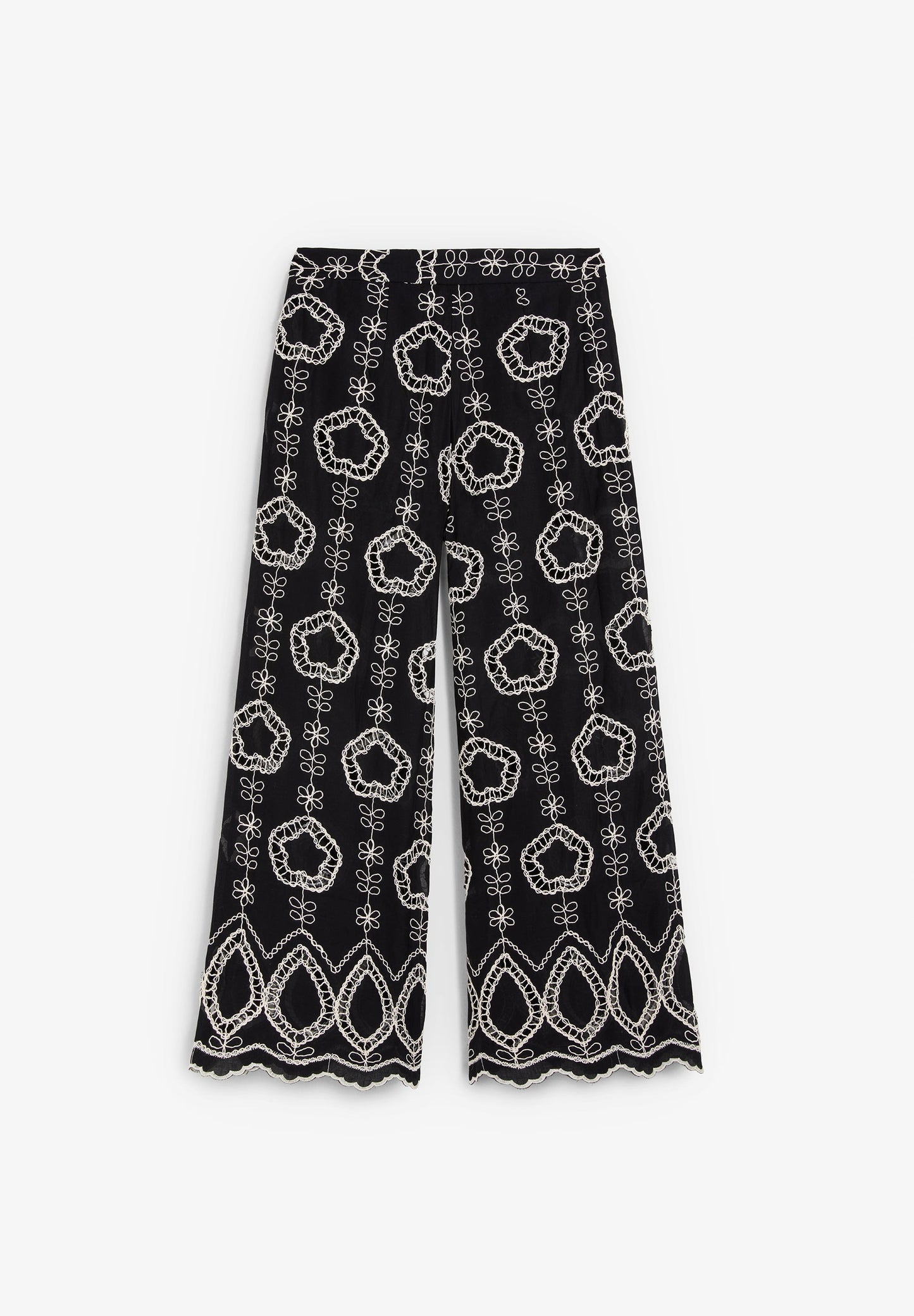 TROUSERS WITH CONTRAST EMBROIDERY