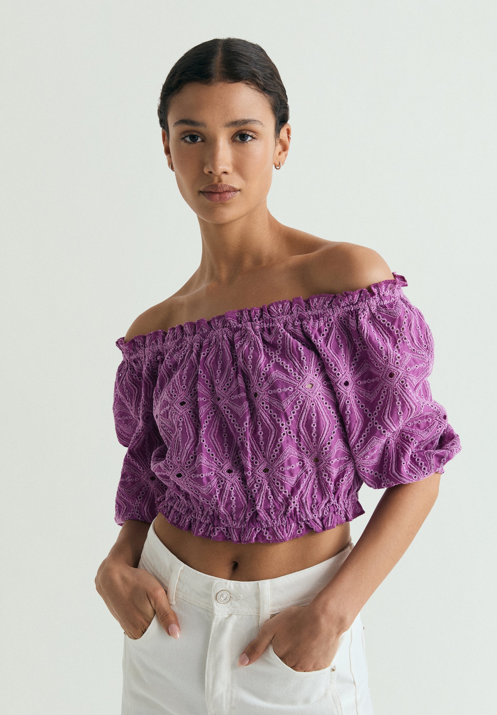OPENWORK BOAT NECK TOP