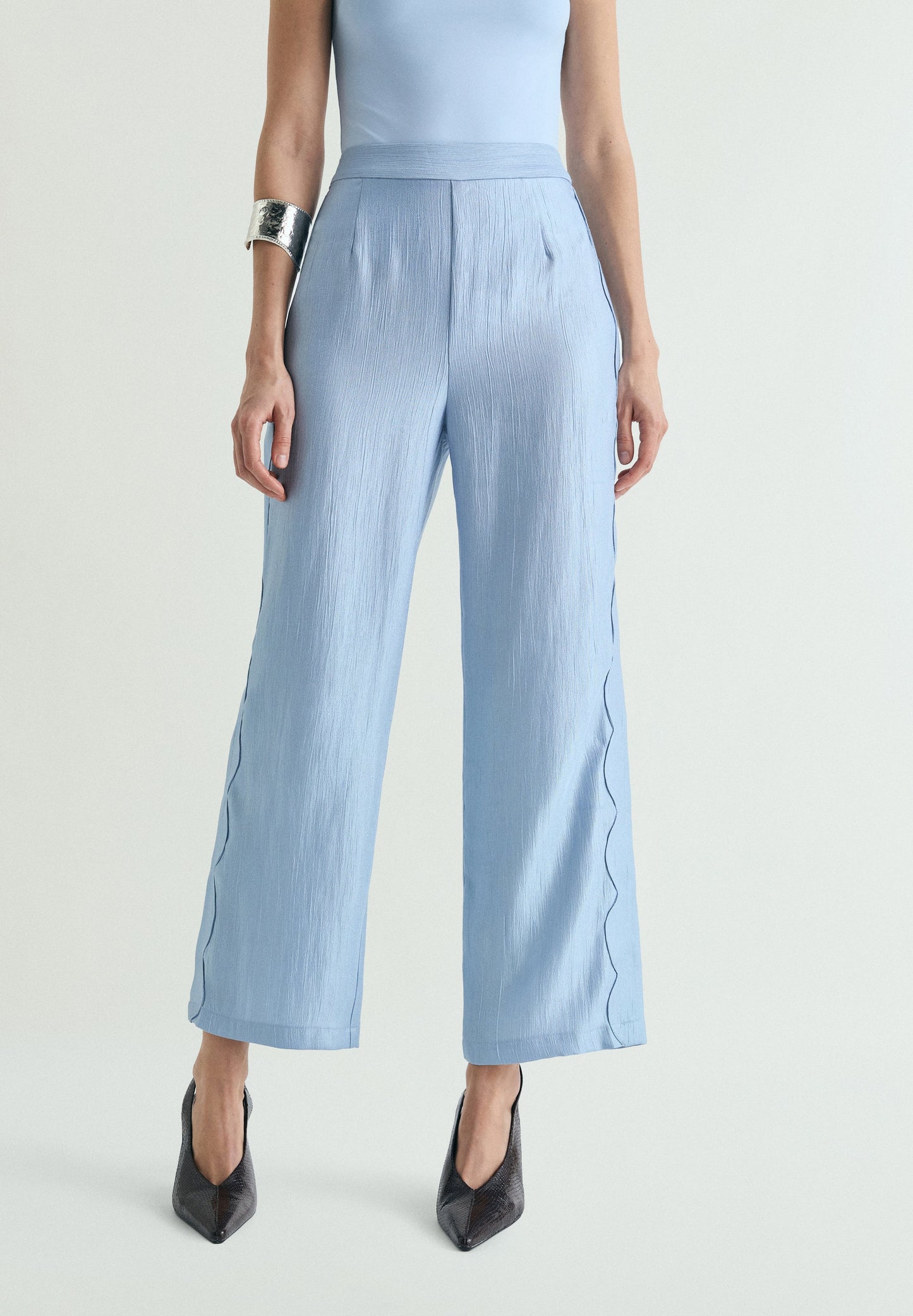 JACQUARD TROUSERS WITH SCALLOPED DETAIL