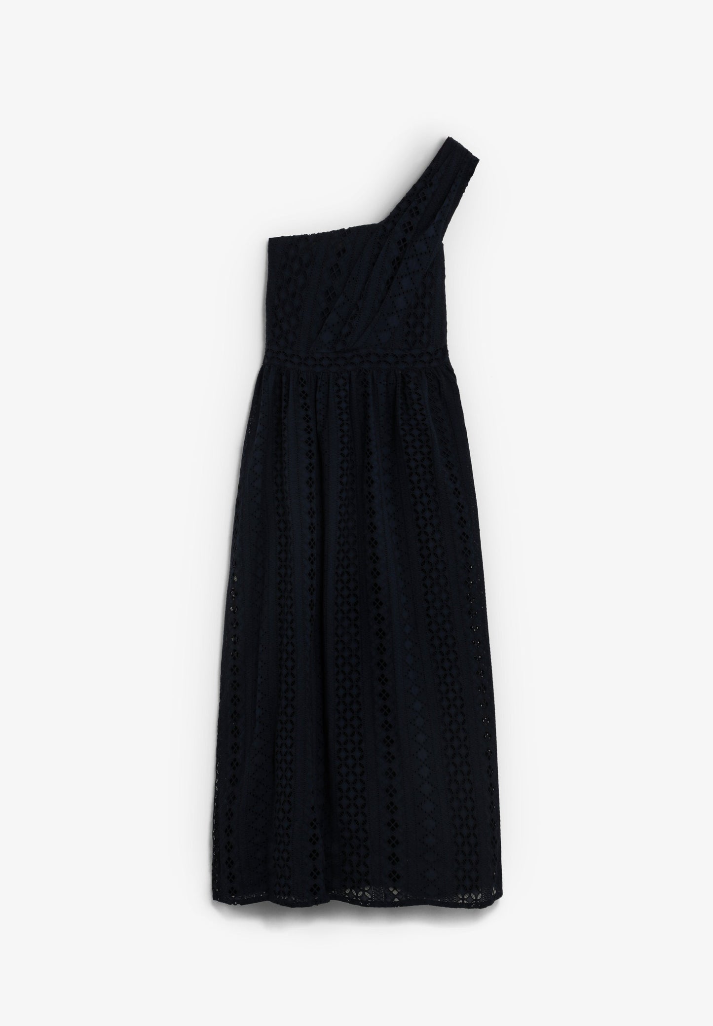 ASYMMETRIC EMBROIDERED MIDI DRESS