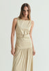 DRAPED MIDI DRESS WITH METAL DETAIL
