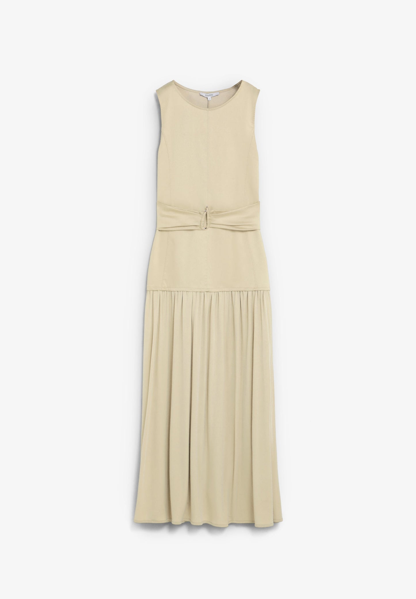 DRAPED MIDI DRESS WITH METAL DETAIL