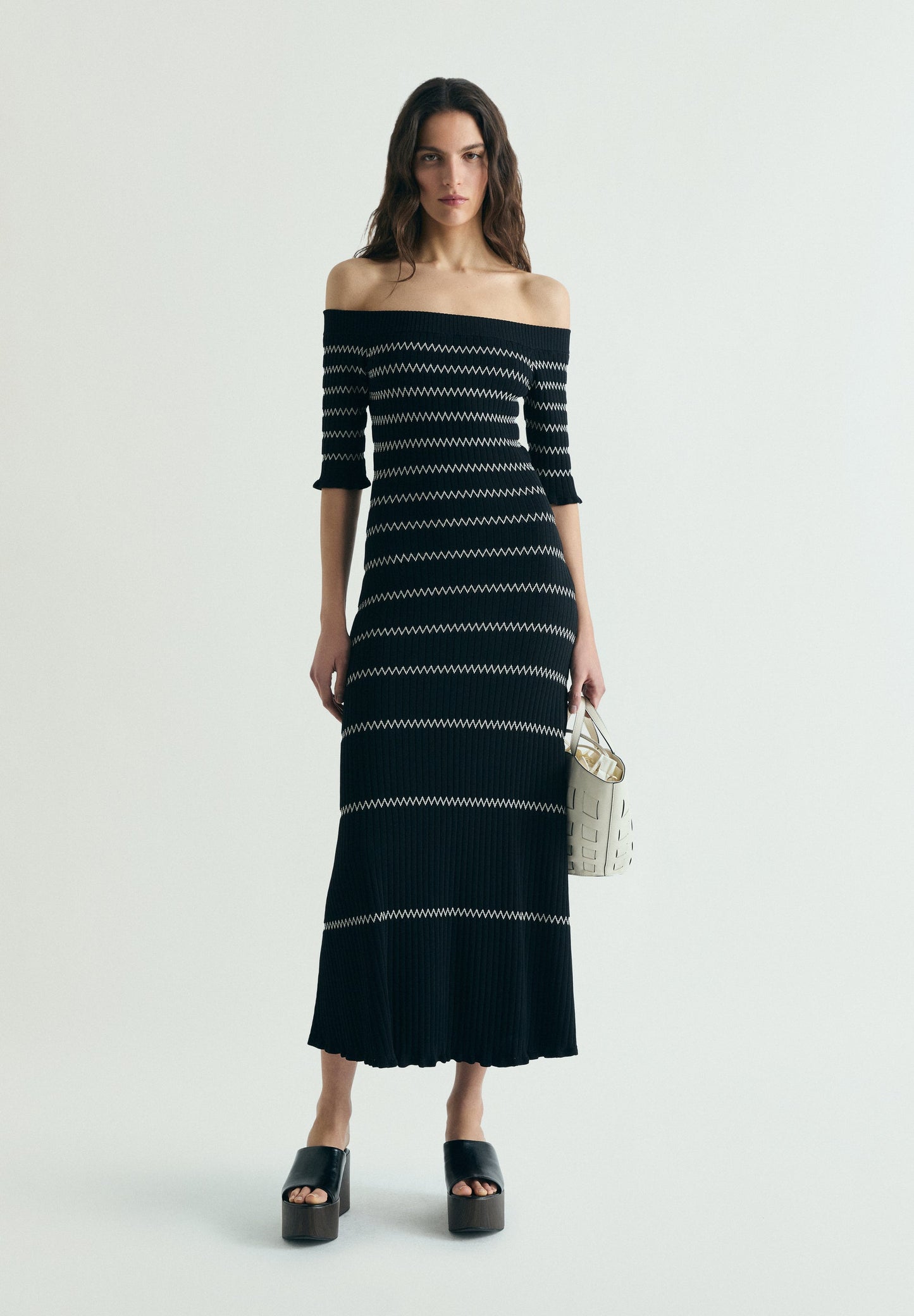 BARDOT NECKLINE KNIT DRESS