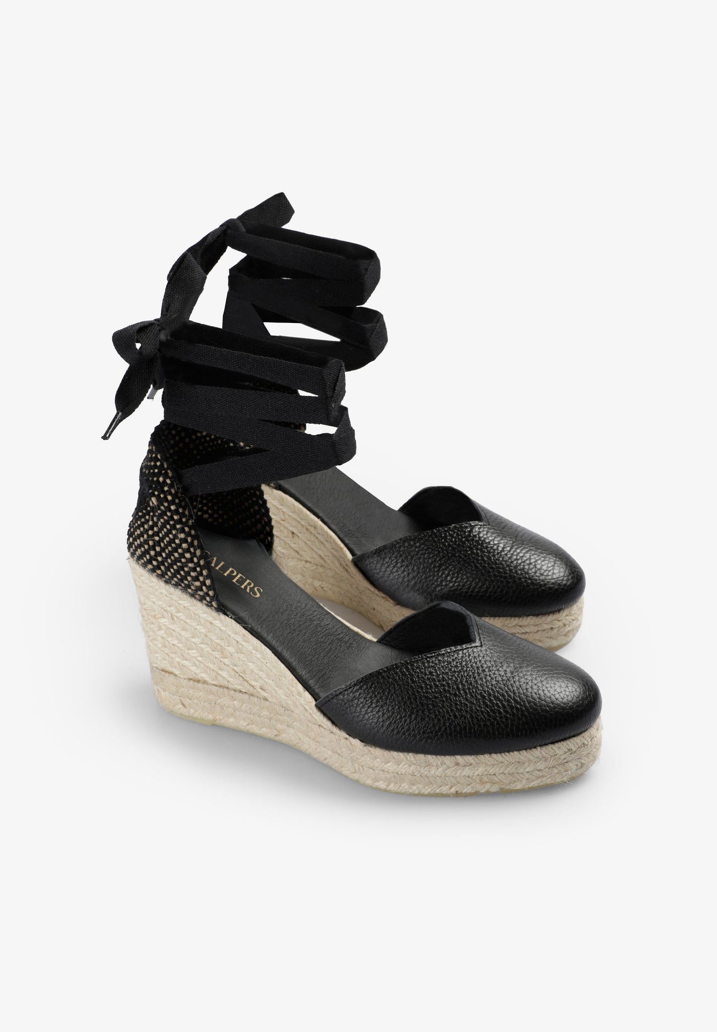 LEATHER SANDALS WITH ESPARTO GRASS WEDGE