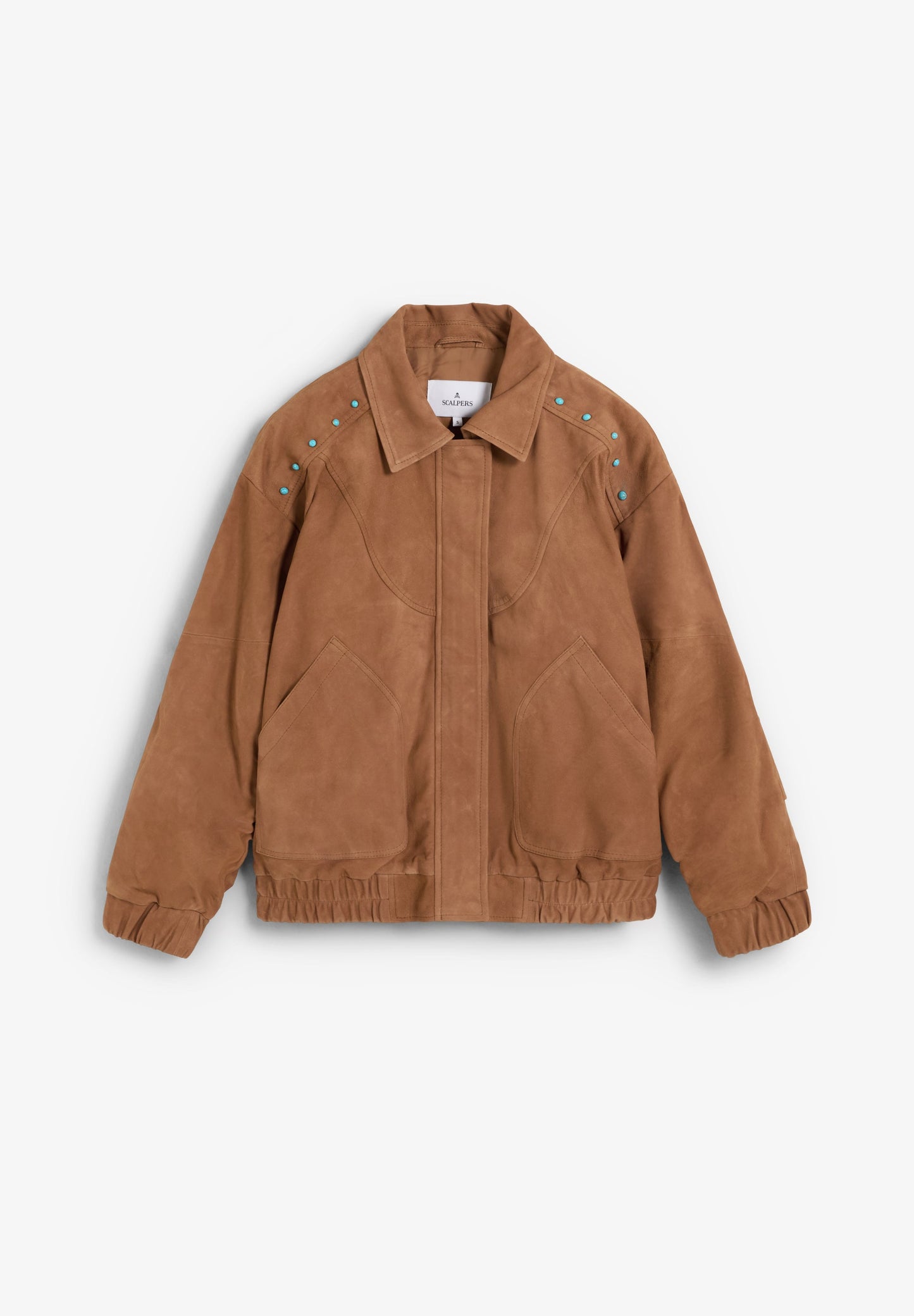 STUDDED SUEDE BOMBER JACKET