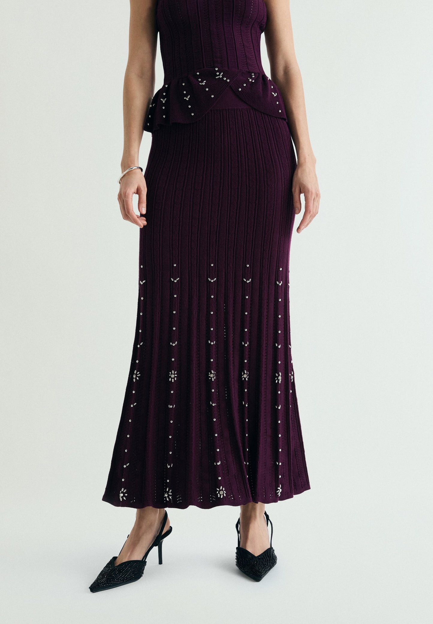 MIDI SKIRT WITH RHINESTONES