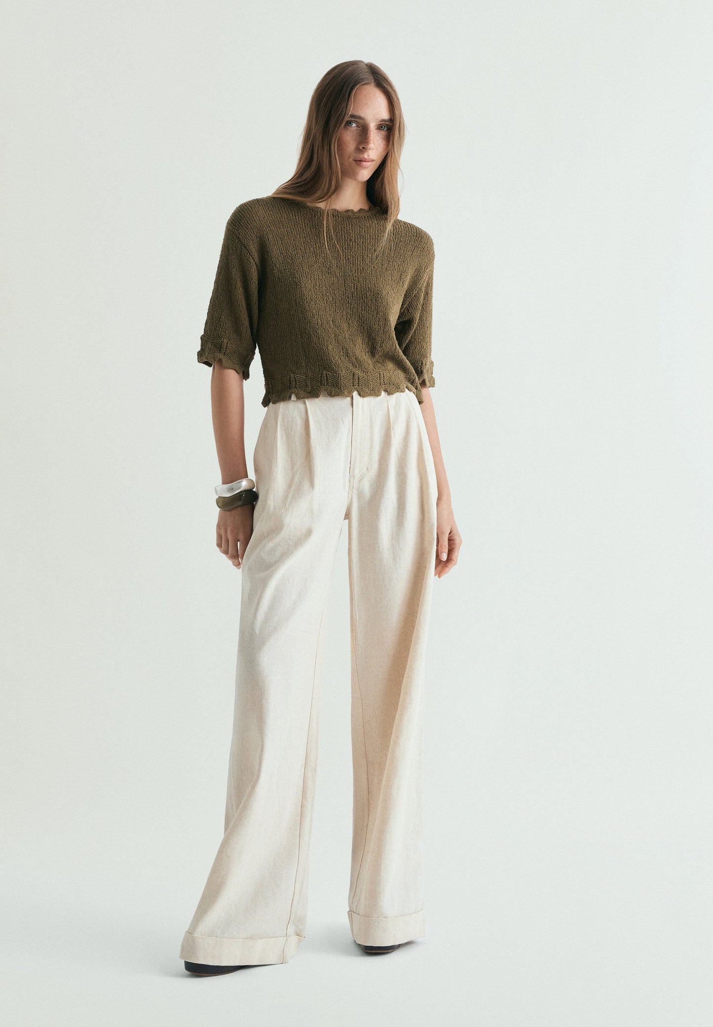 CROPPED SHORT SLEEVE SWEATER