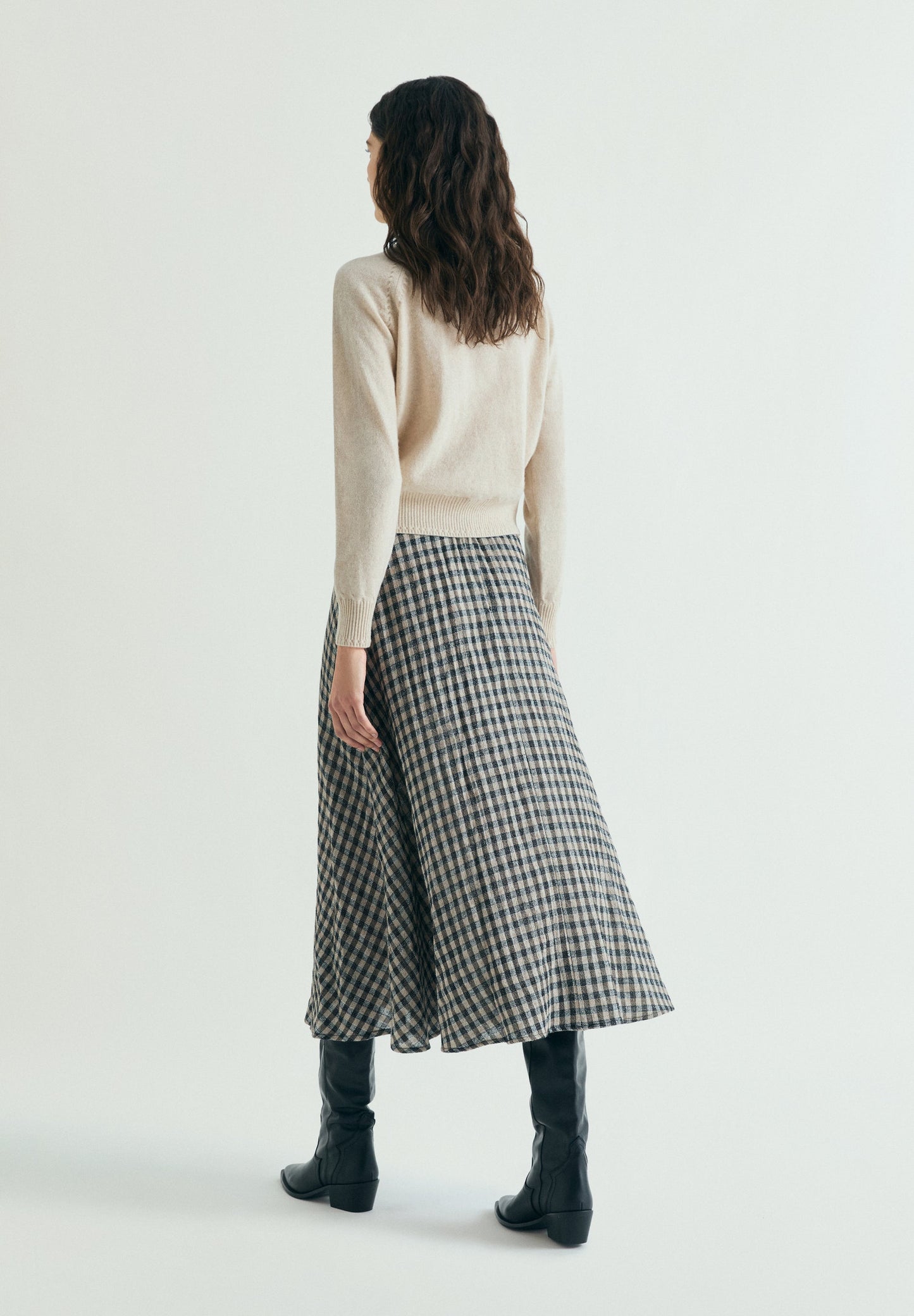 CHECK MIDI SKIRT