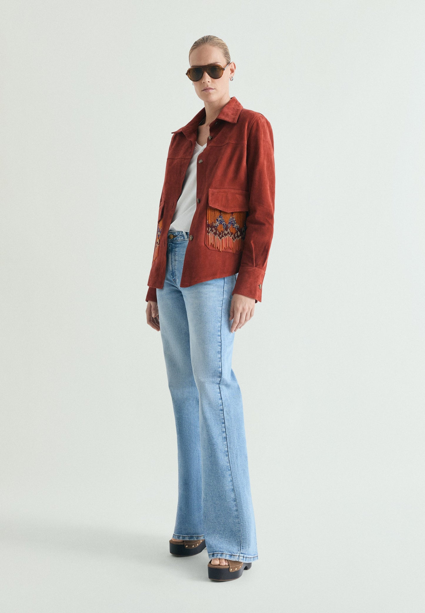 SUEDE JACKET WITH BEADS