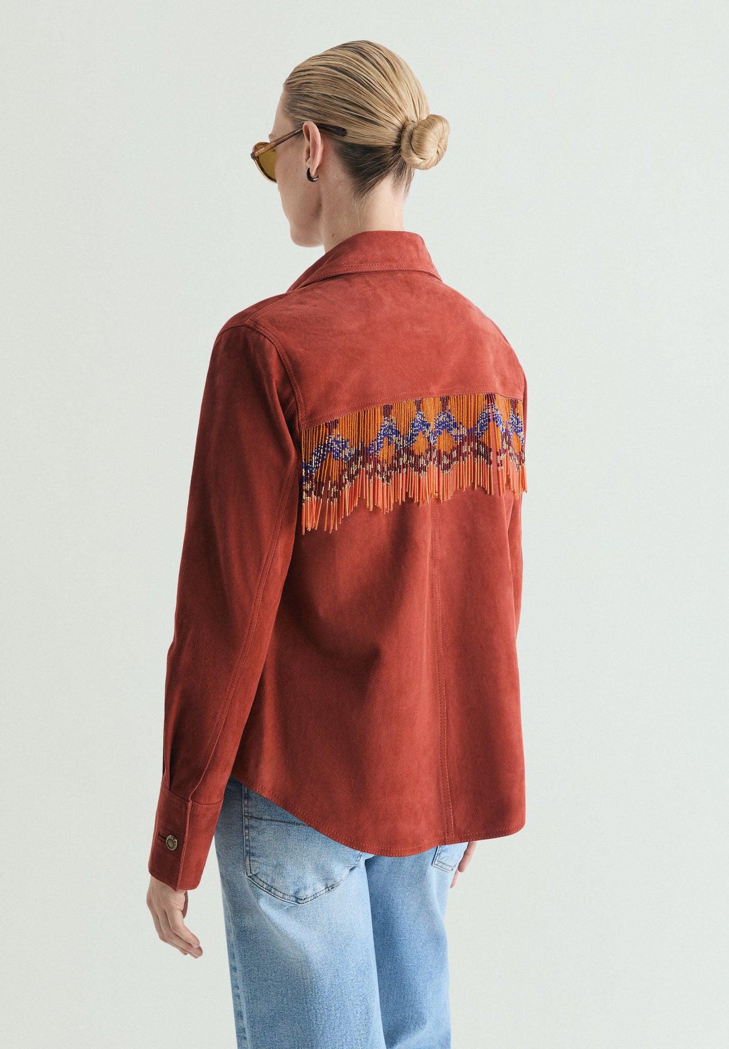 SUEDE JACKET WITH BEADS