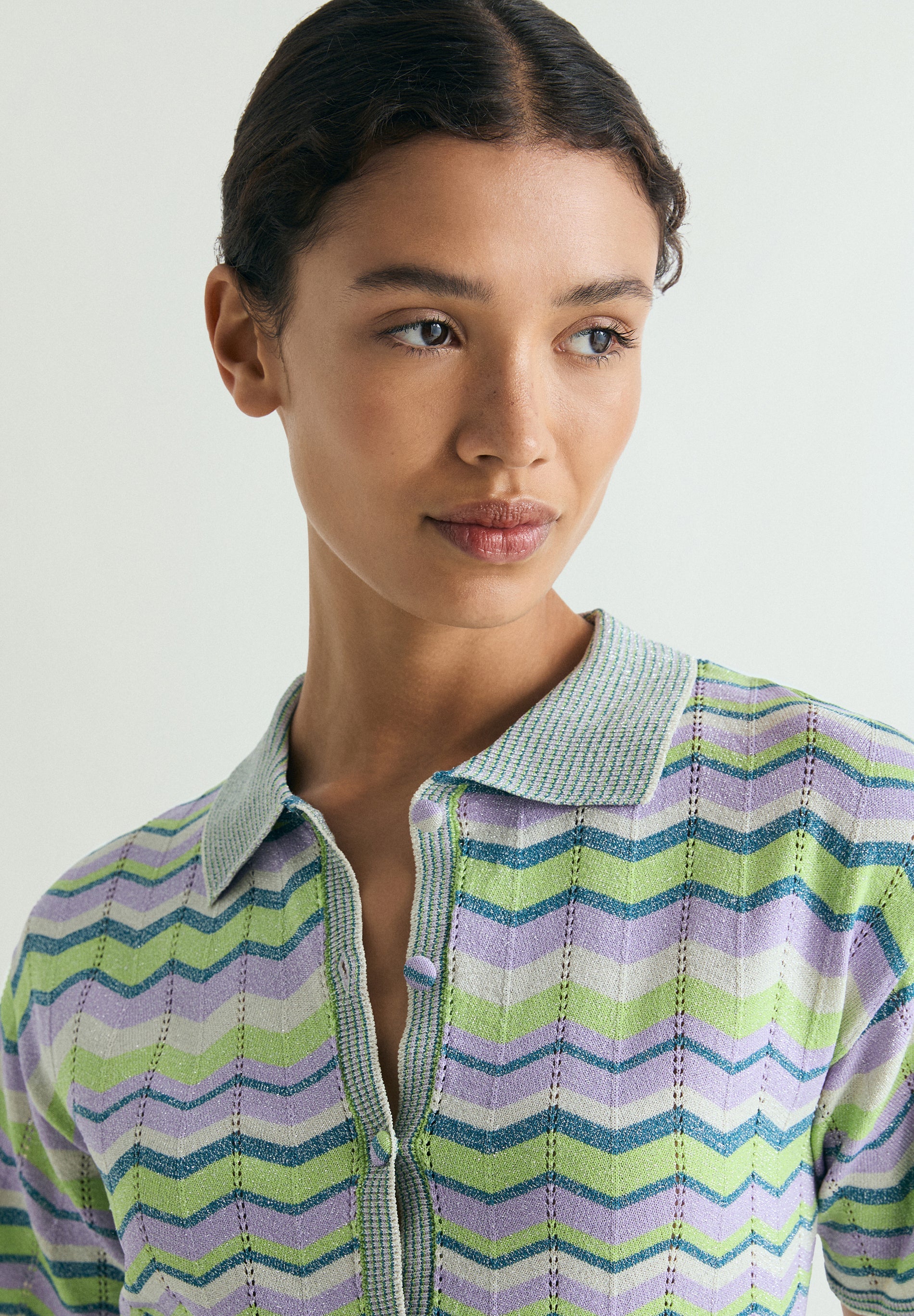 LUREX KNIT POLO SHIRT