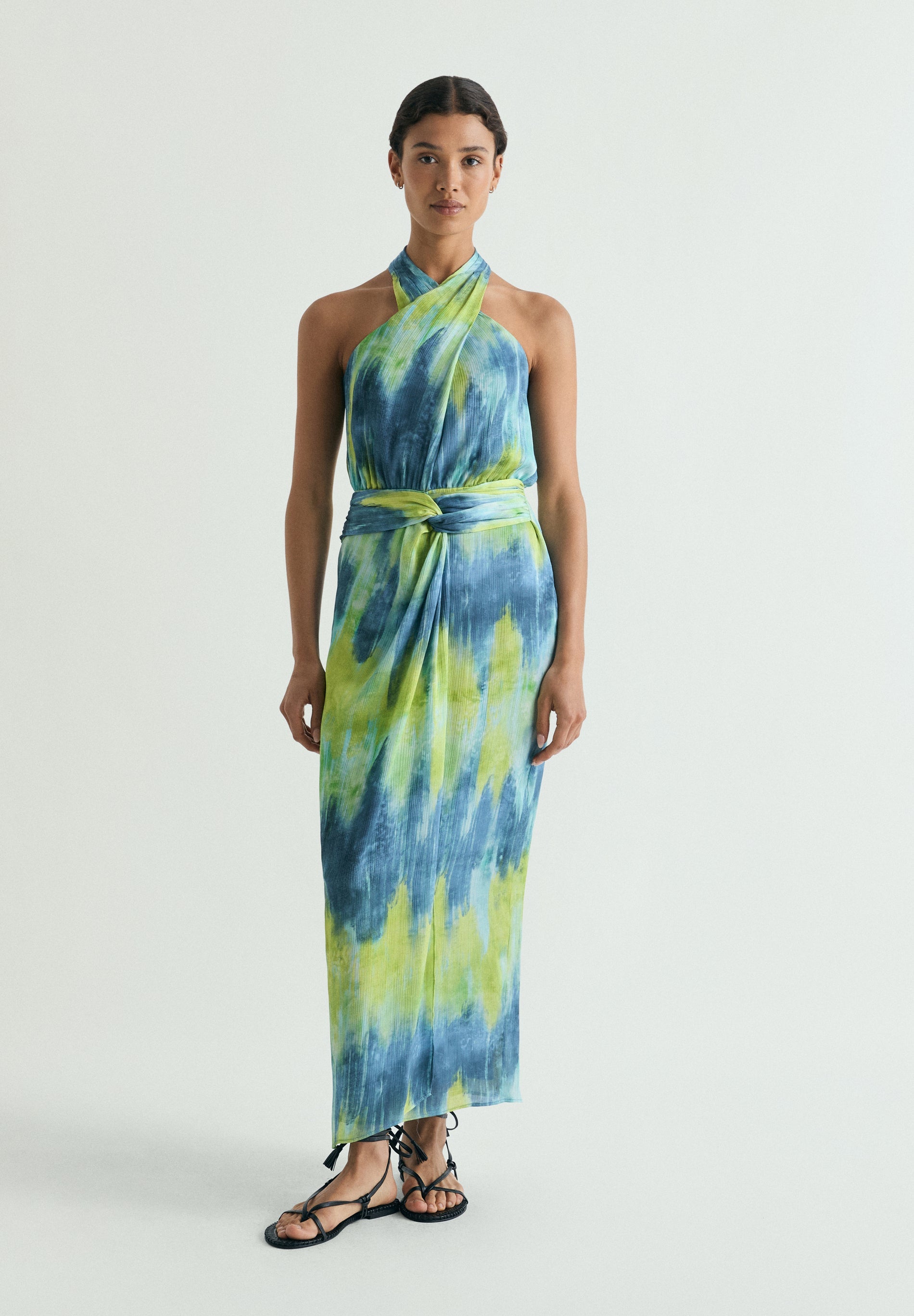 TIE DYE MIDI DRESS WITH KNOT
