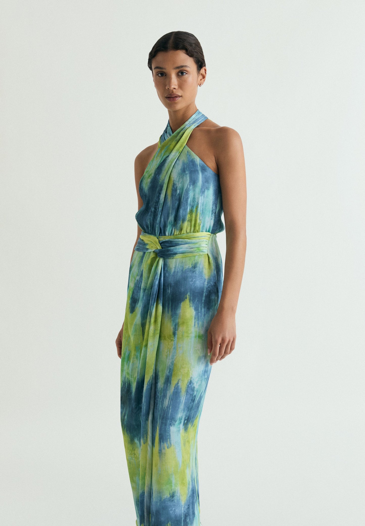 TIE DYE MIDI DRESS WITH KNOT