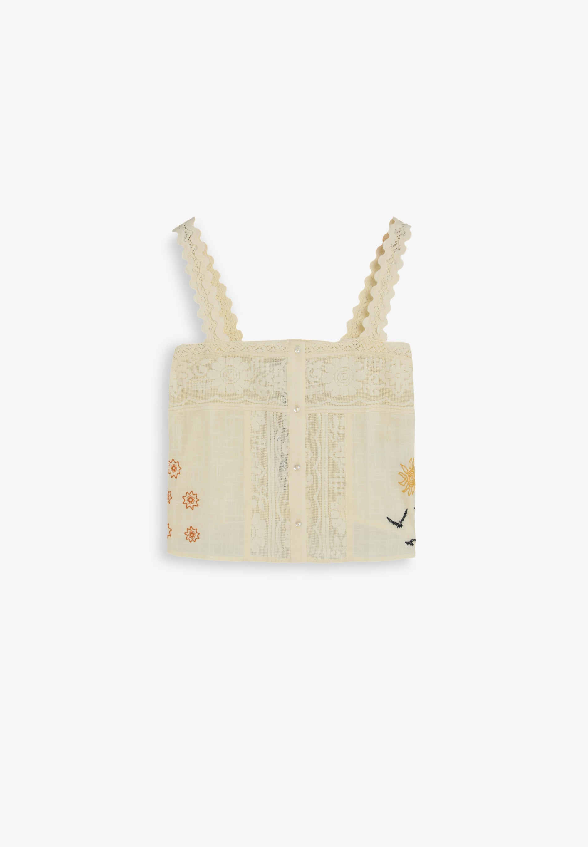 TOP WITH EMBROIDERY AND LACE