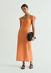 DRAPED LINEN DRESS