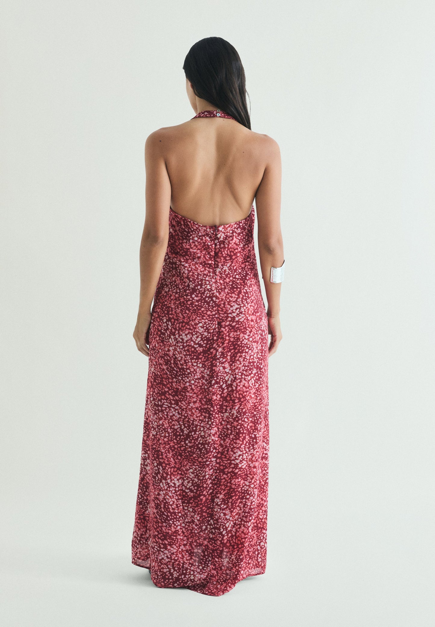 PRINTED HALTER DRESS