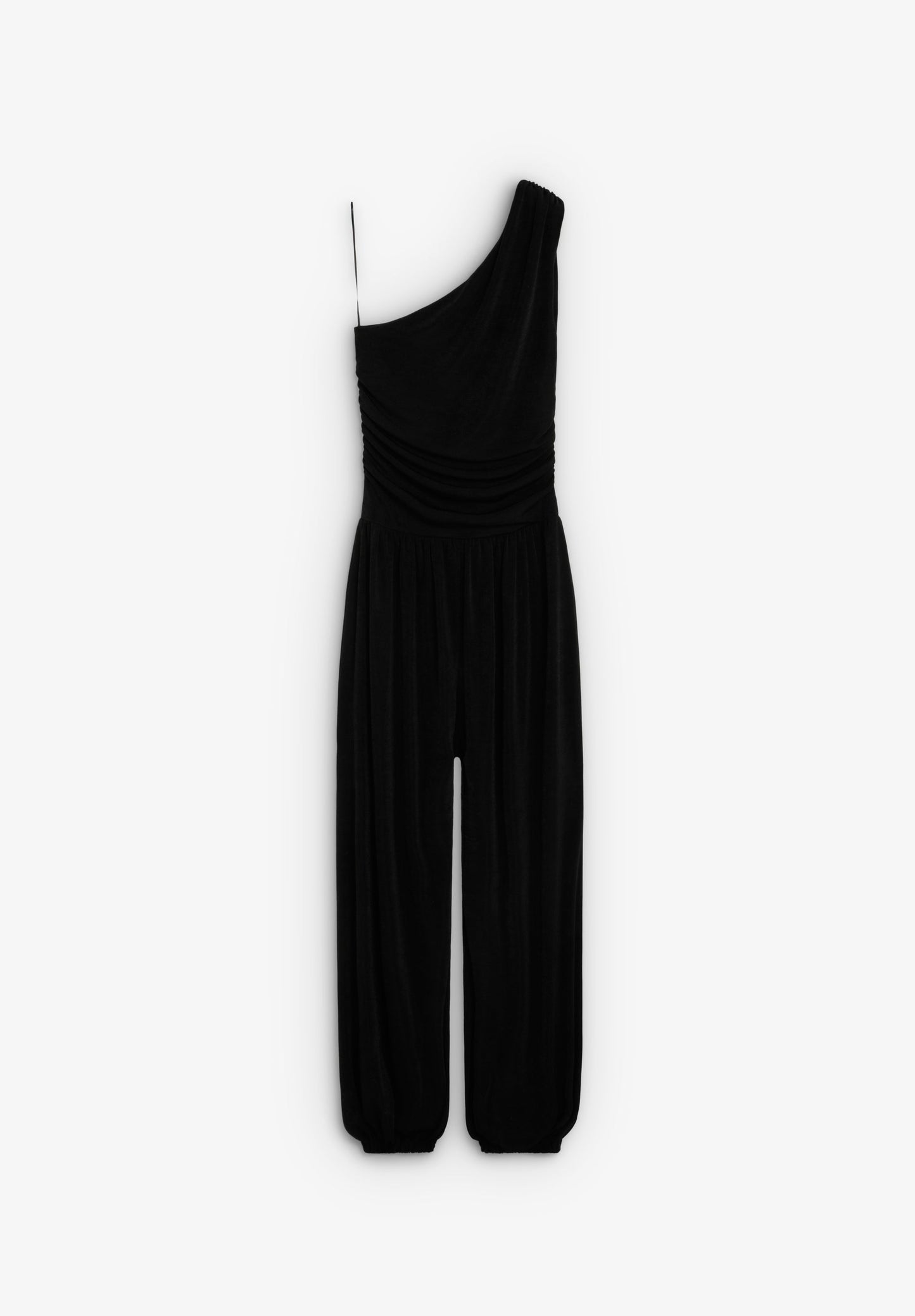 DRAPED ASYMMETRIC JUMPSUIT