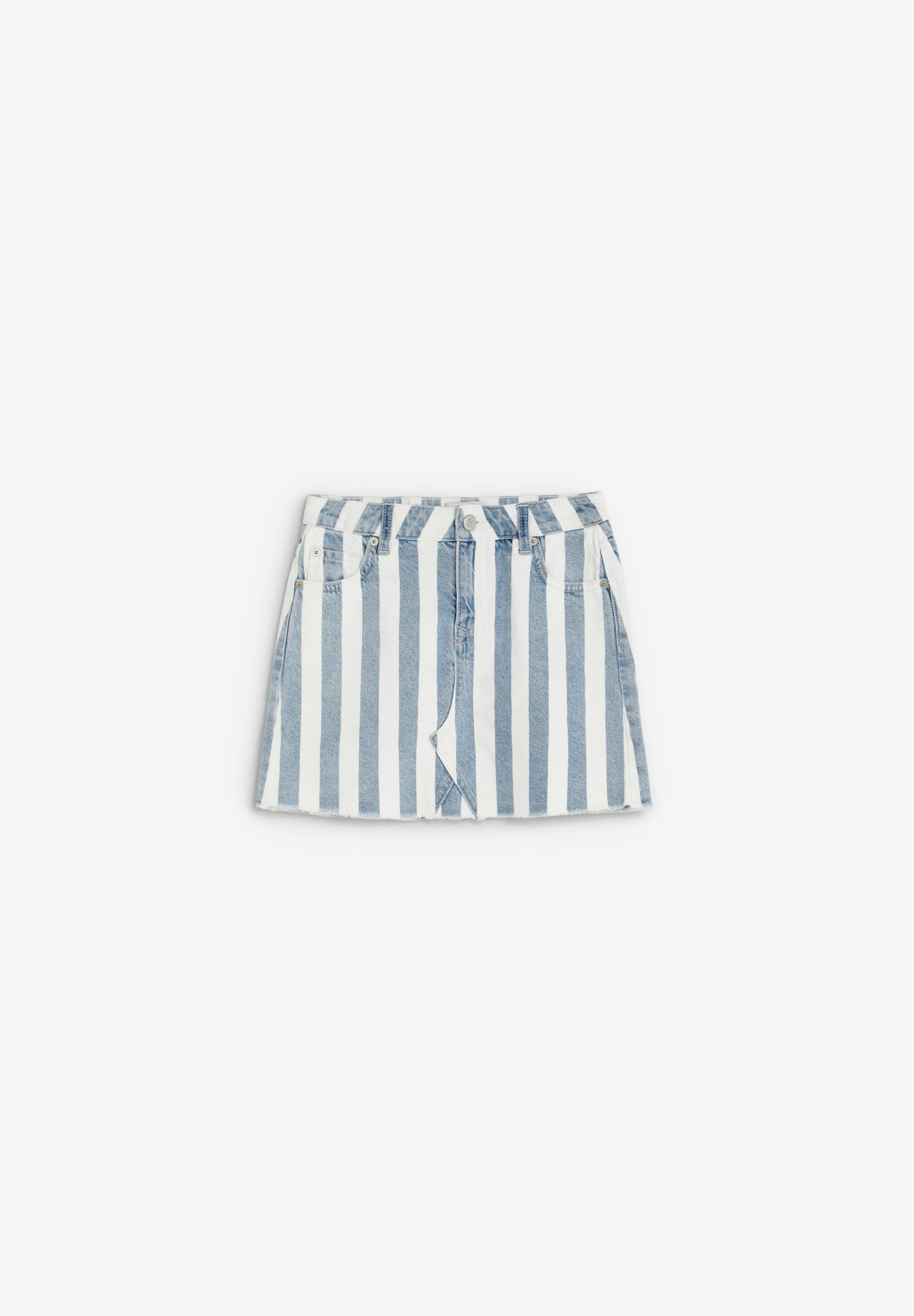 CONTRAST STRIPED DENIM SKIRT