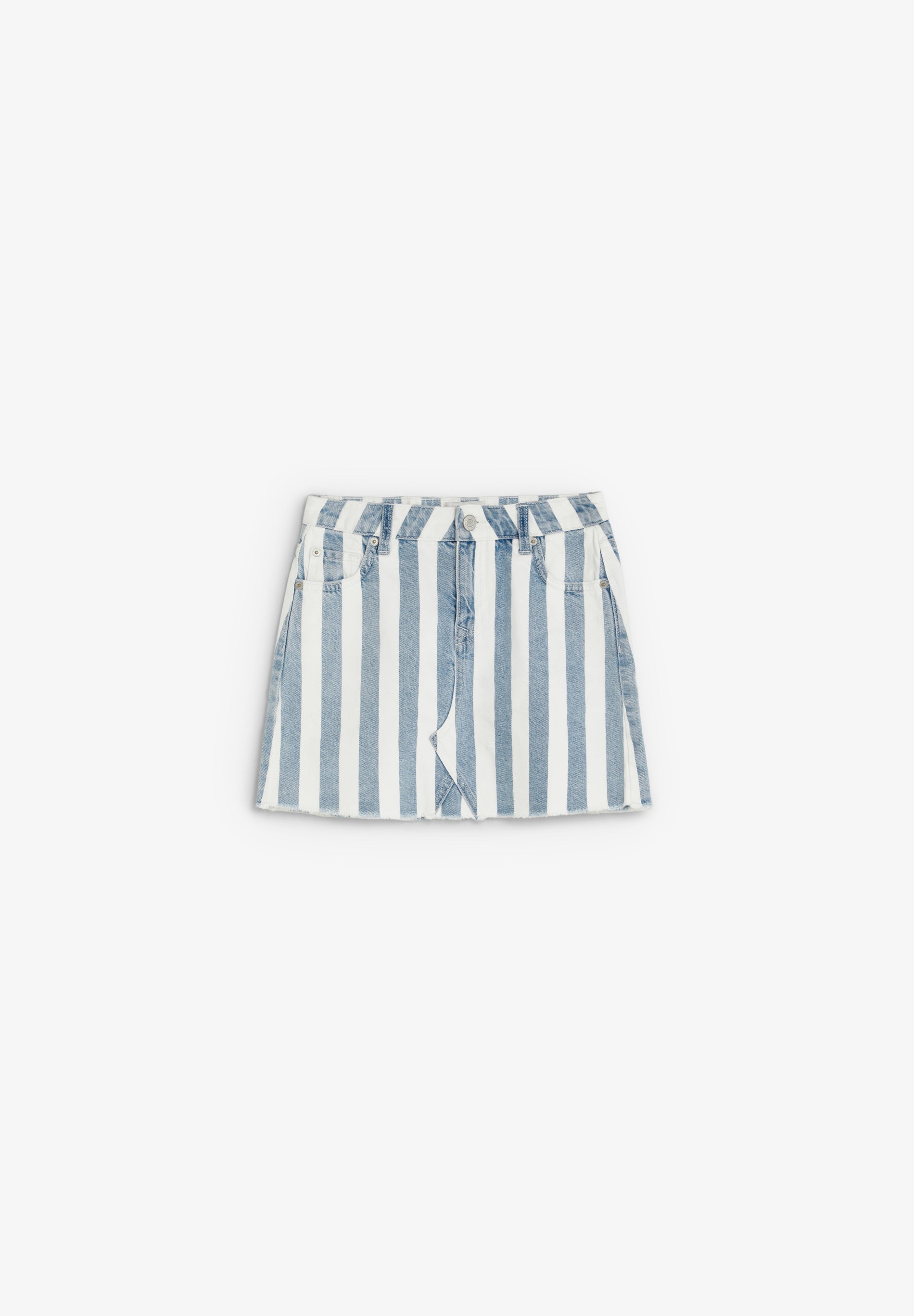 CONTRAST STRIPED DENIM SKIRT