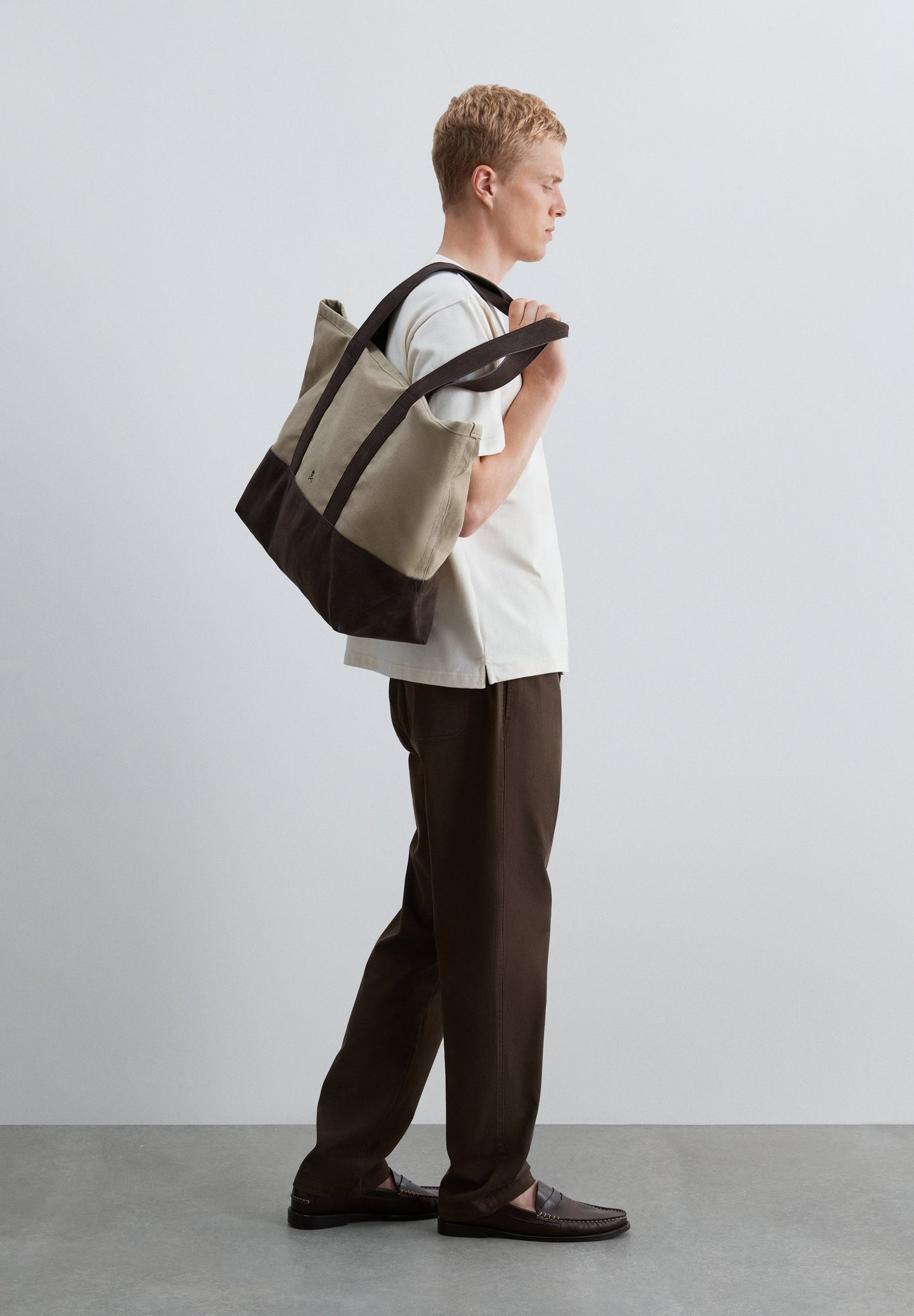 COTTON AND SUEDE TOTE BAG