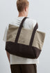 COTTON AND SUEDE TOTE BAG