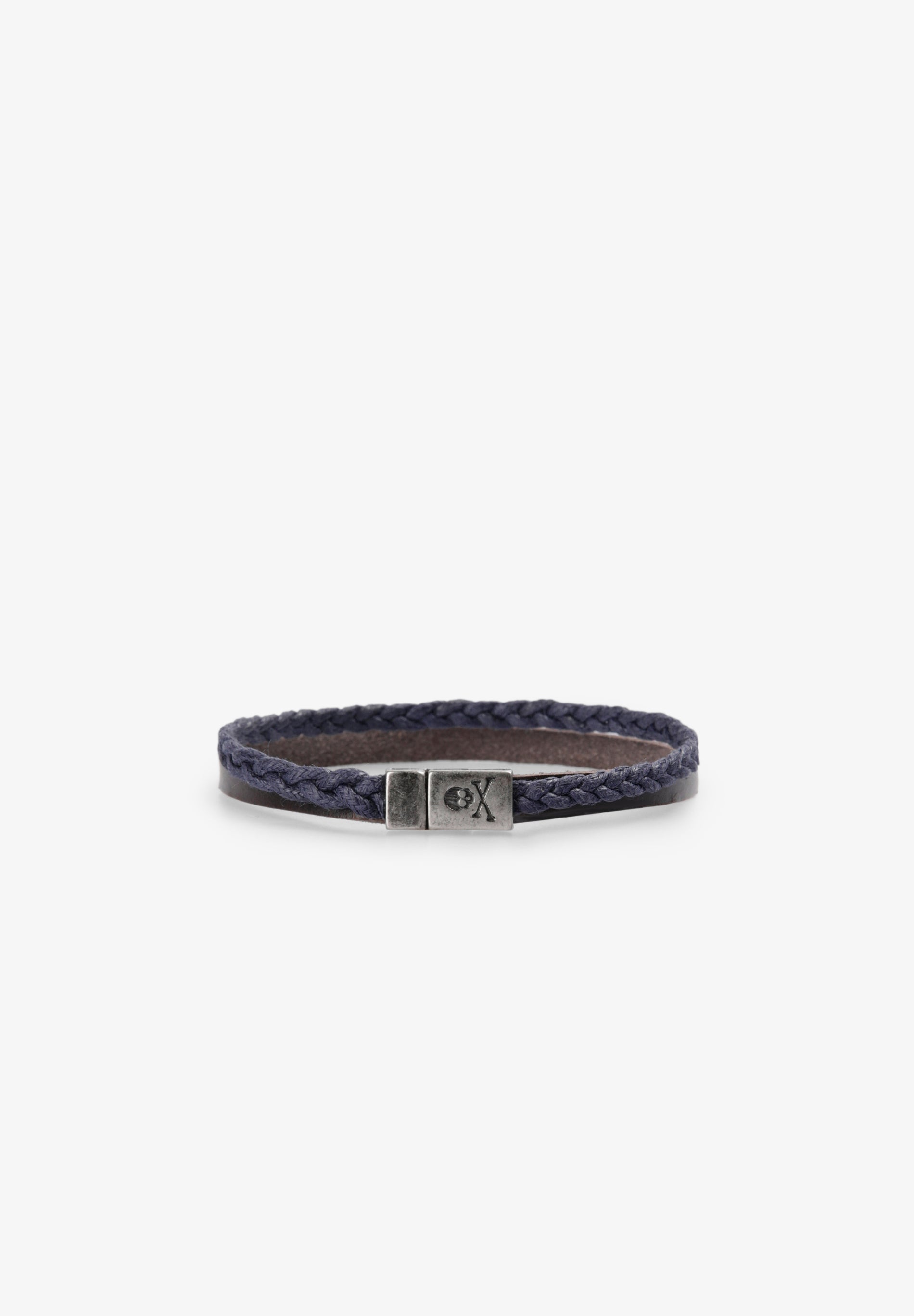 LEATHER AND WAXED CORD BRACELET