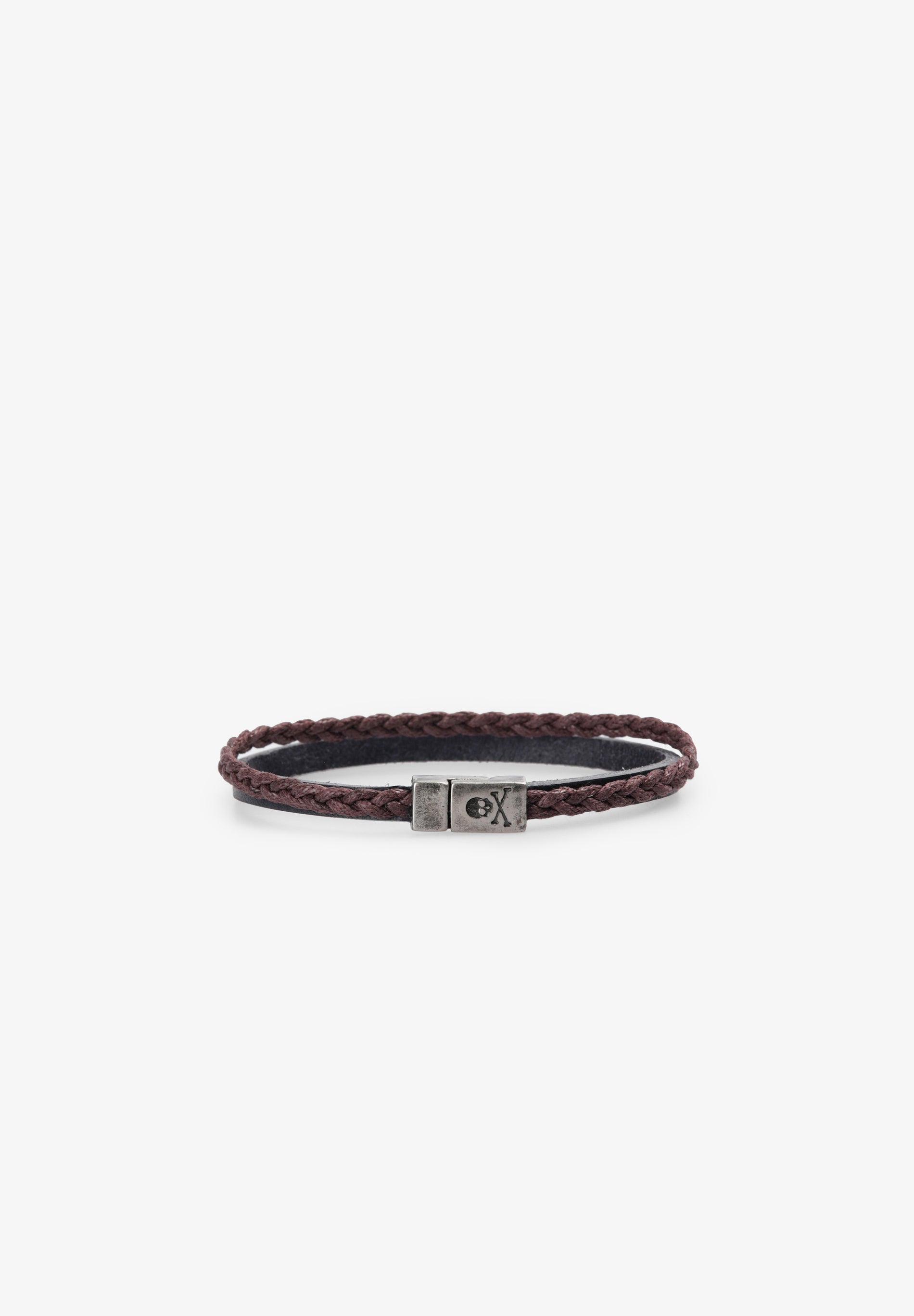 LEATHER AND WAXED CORD BRACELET