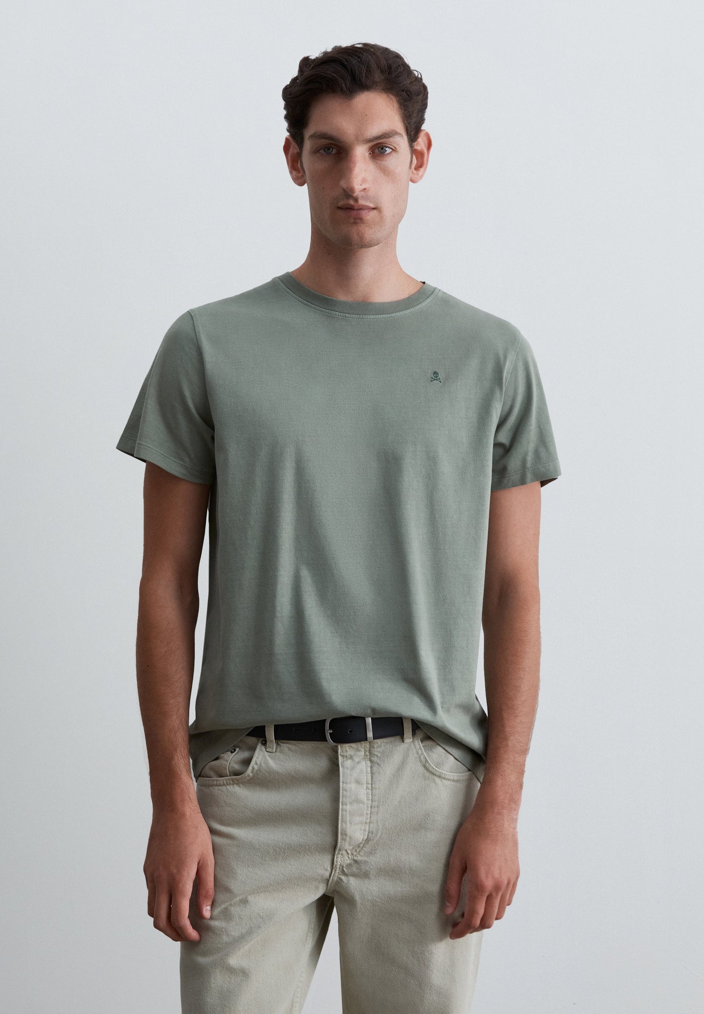 T-SHIRT WITH TONAL EMBROIDERED SKULL