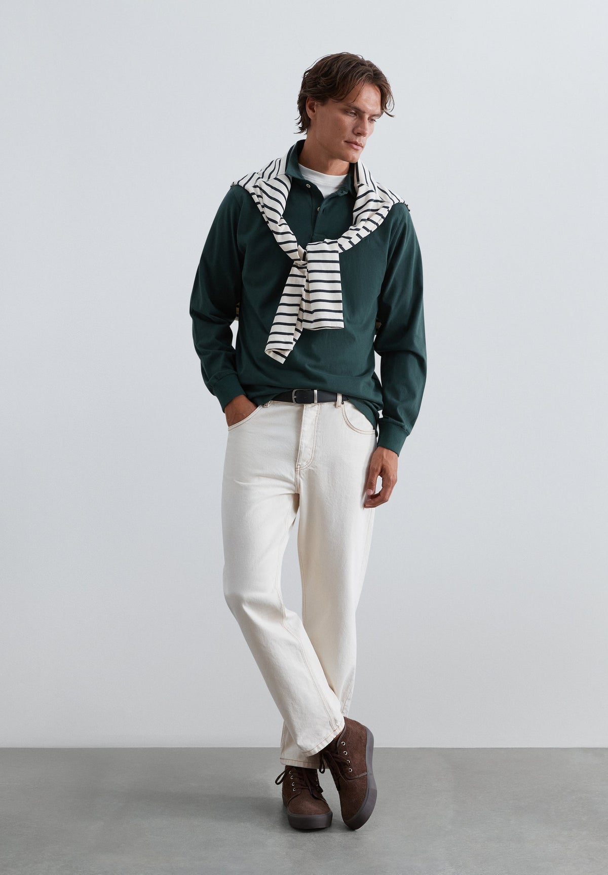 FADED LONG SLEEVE POLO SHIRT