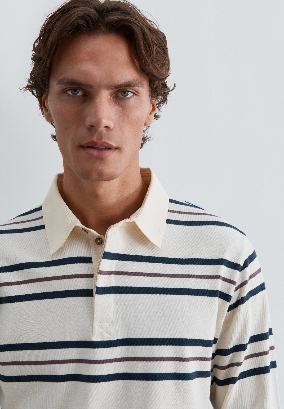 STRIPED LONG SLEEVE POLO SHIRT