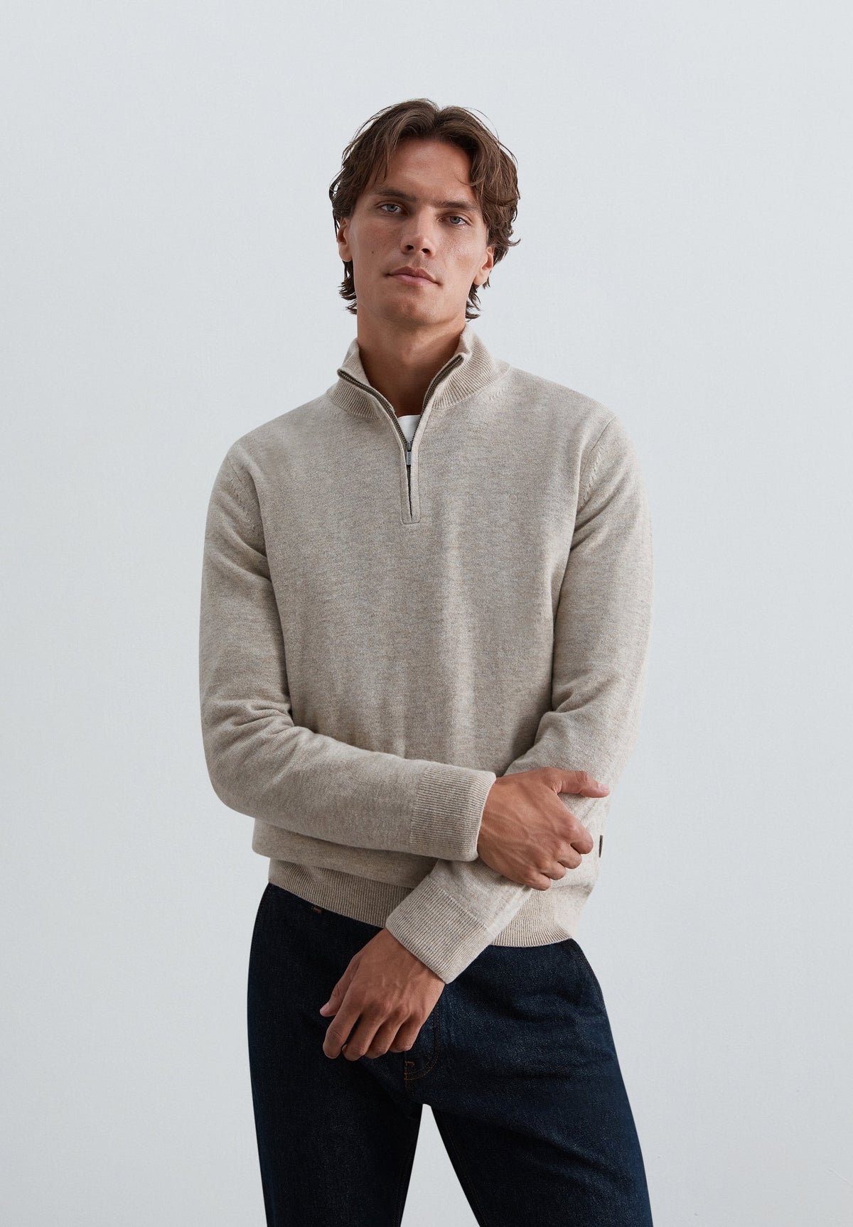 HALF-ZIP WOOL SWEATER