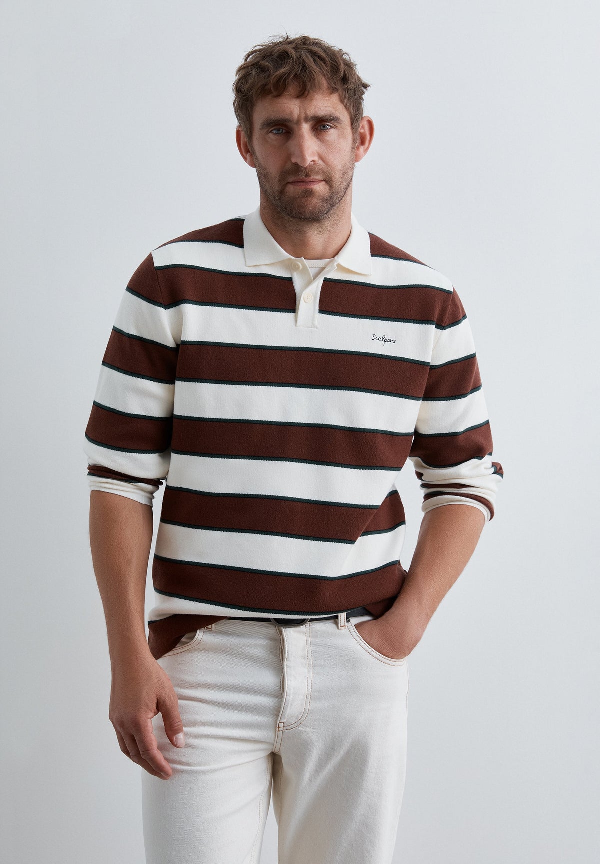 STRIPED POLO NECK SWEATER