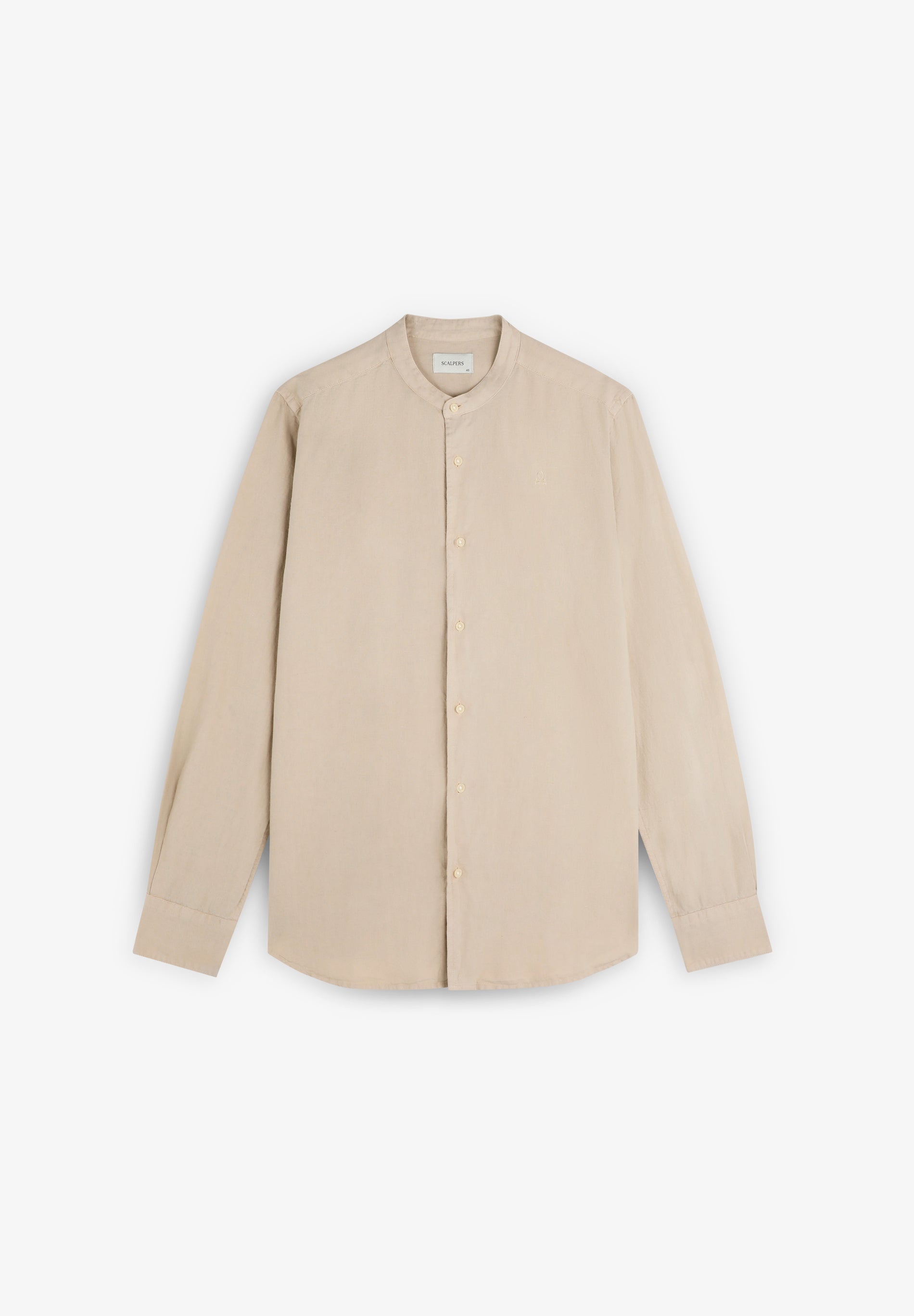 LINEN SHIRT WITH STAND-UP COLLAR