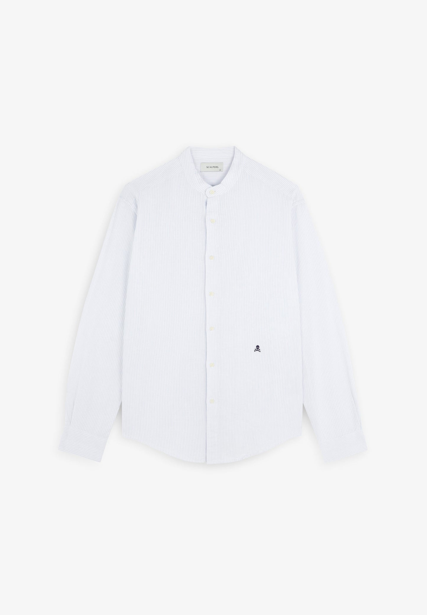 SCSTRIPED LINEN MAO SHIRT