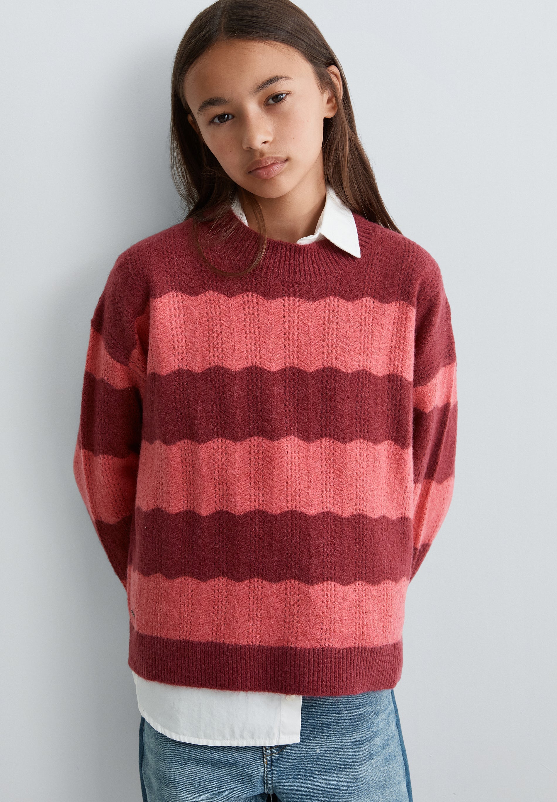WAVED OPENWORK SWEATER