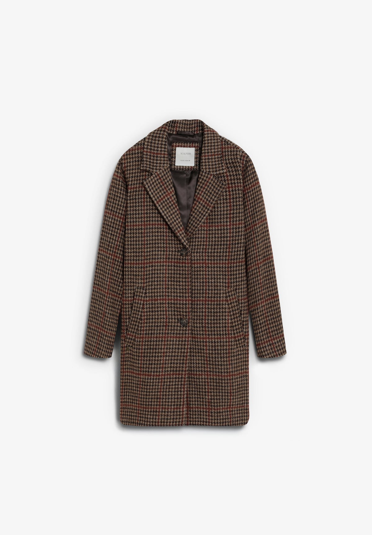 CHECKED WOOL BLEND COAT