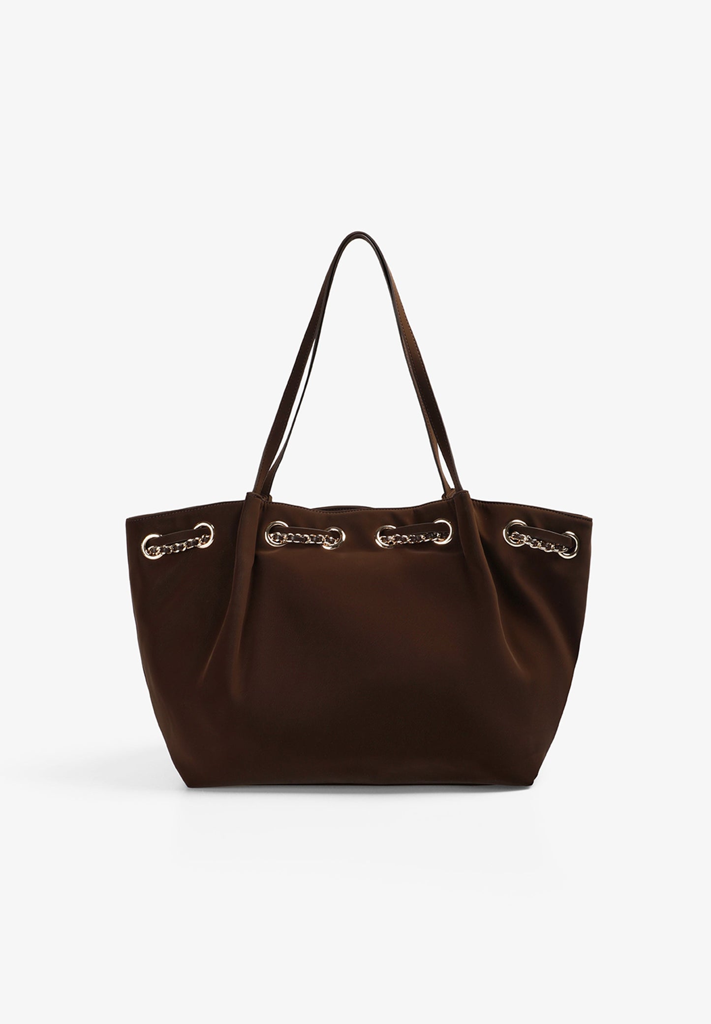 EYELETS SHOPPER BAG WITH CHAIN
