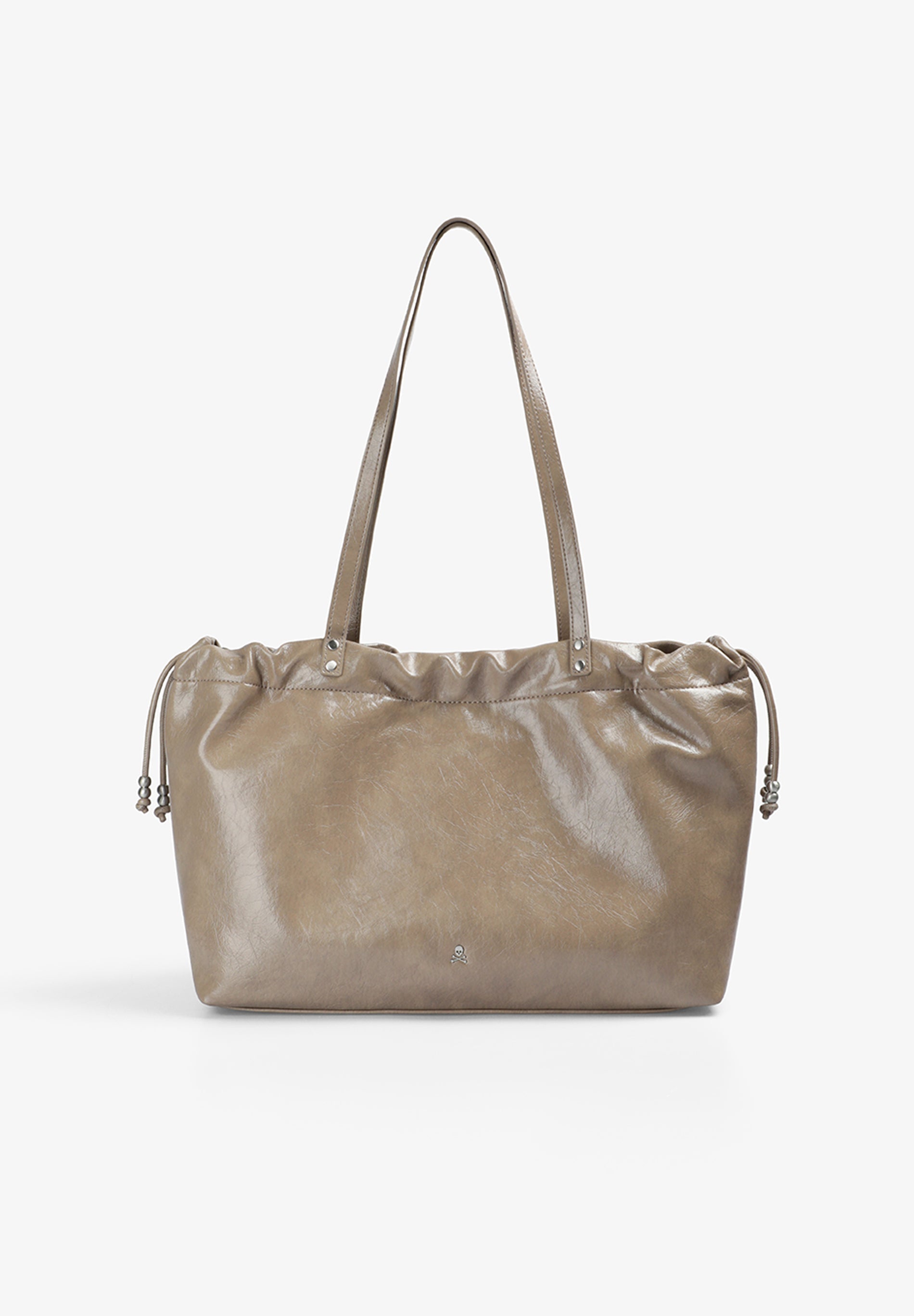 MEDIUM FAUX LEATHER BAG WITH RUCHED CLOSURE