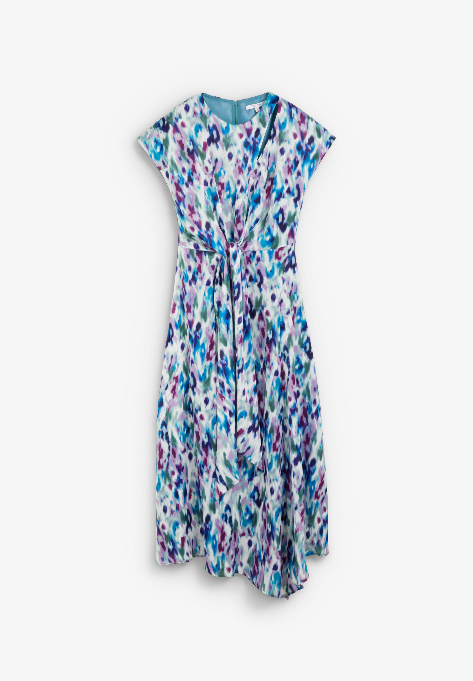 PRINTED MIDI DRESS WITH TIE BELT