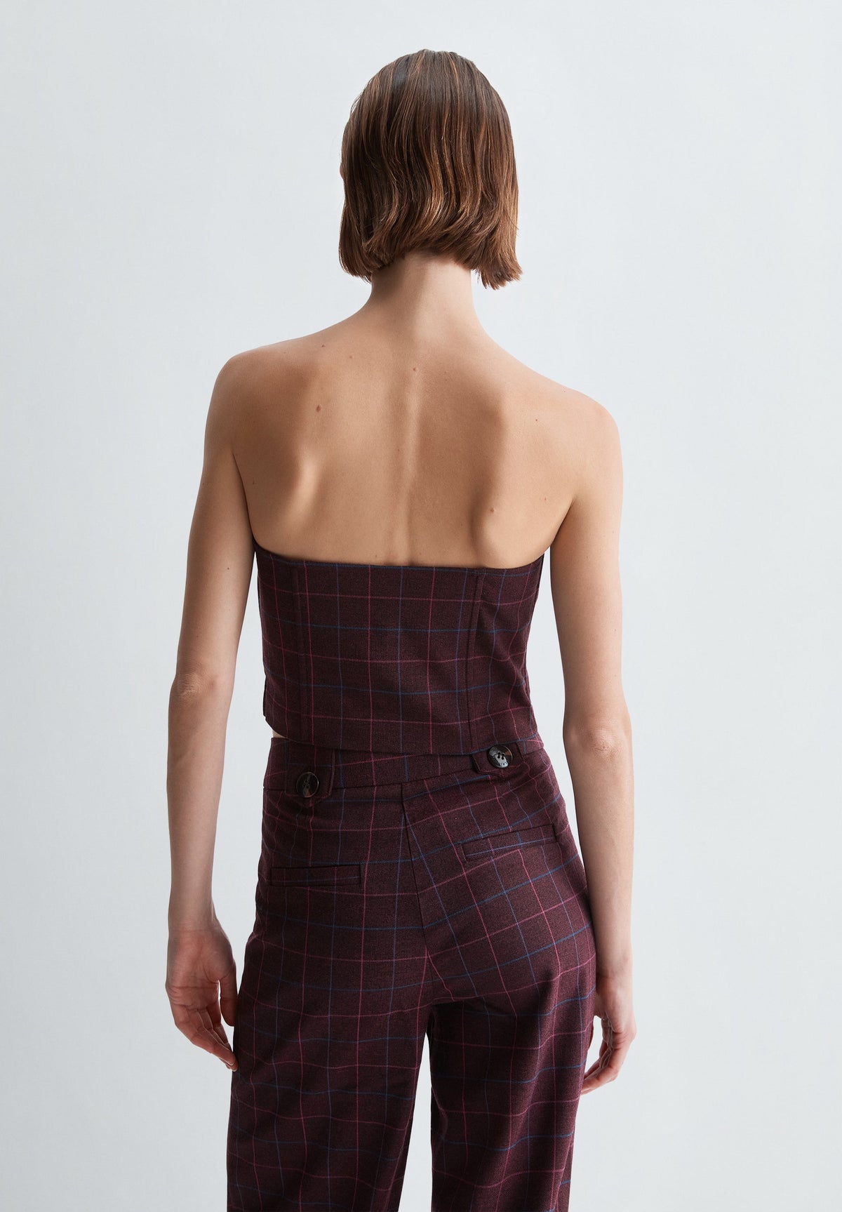 CHECKED STRAPLESS TOP