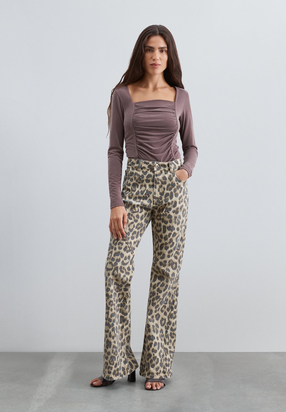 ANIMAL PRINT BOOTCUT JEANS